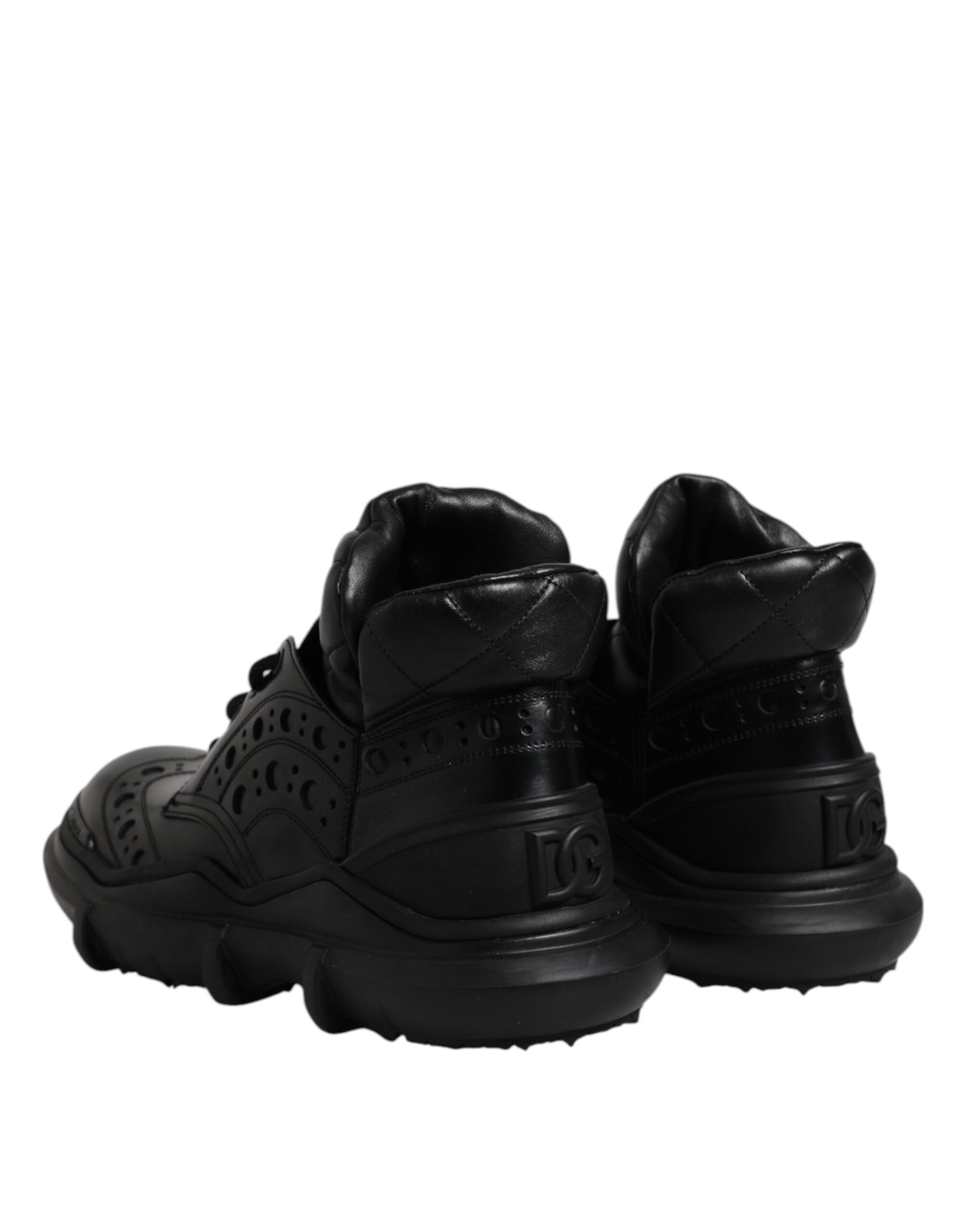 Dolce & Gabbana Schwarzes Leder Casual Herrenstiefel Schuhe-5
