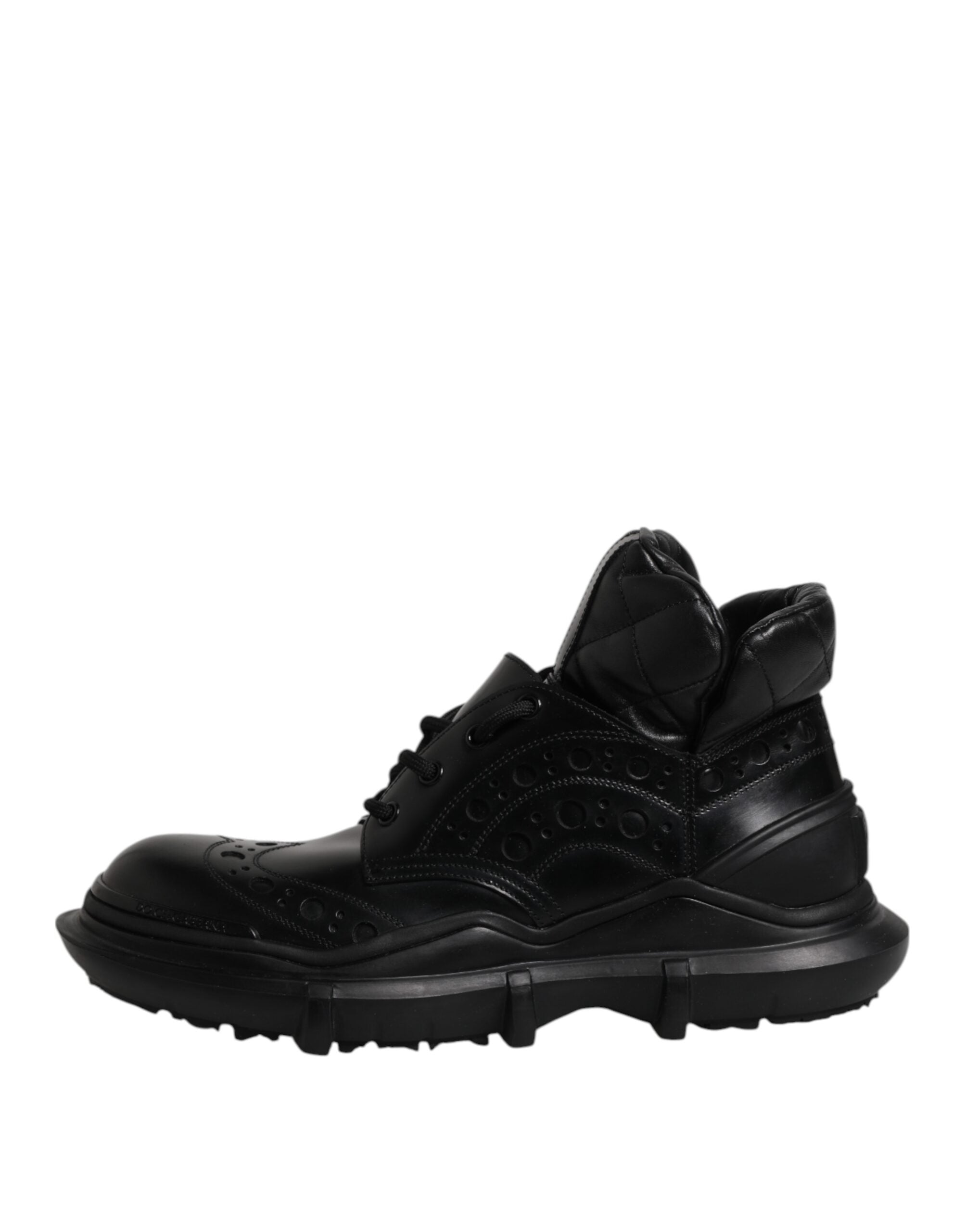 Dolce & Gabbana Schwarzes Leder Casual Herrenstiefel Schuhe-6