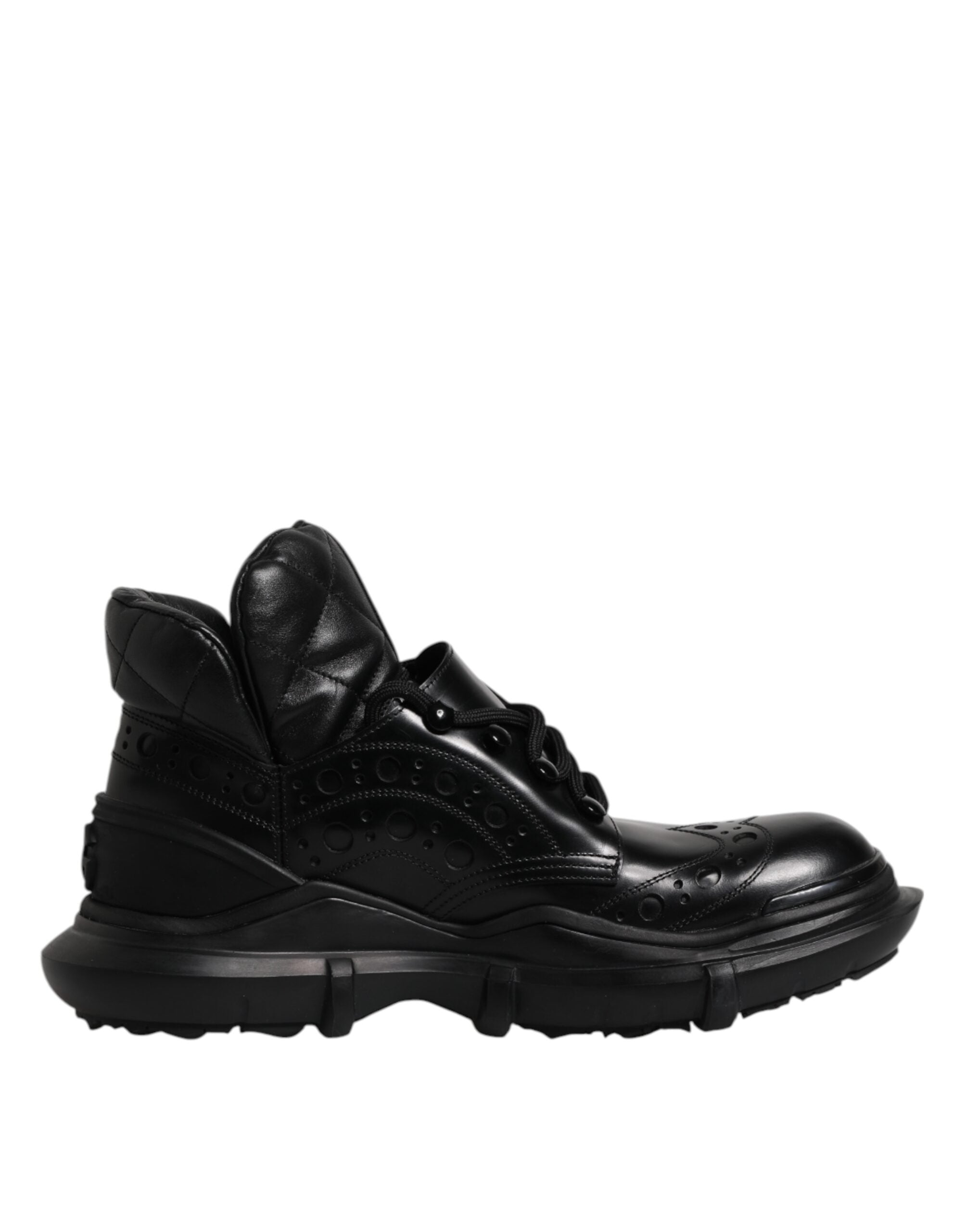 Dolce & Gabbana Schwarzes Leder Casual Herrenstiefel Schuhe-1
