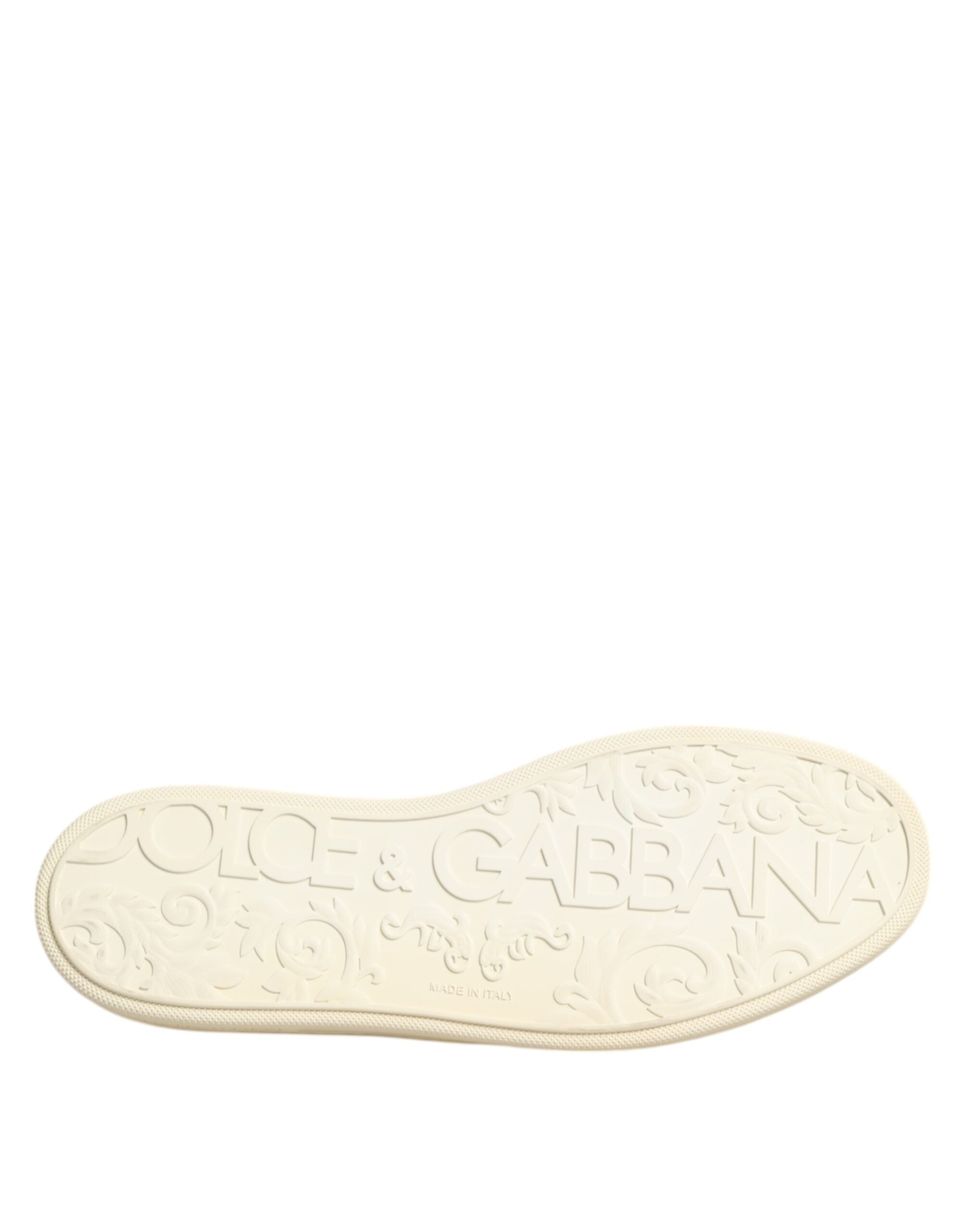 Dolce & Gabbana Black Leather Bee Crown Low Top Sneakers Shoes-8