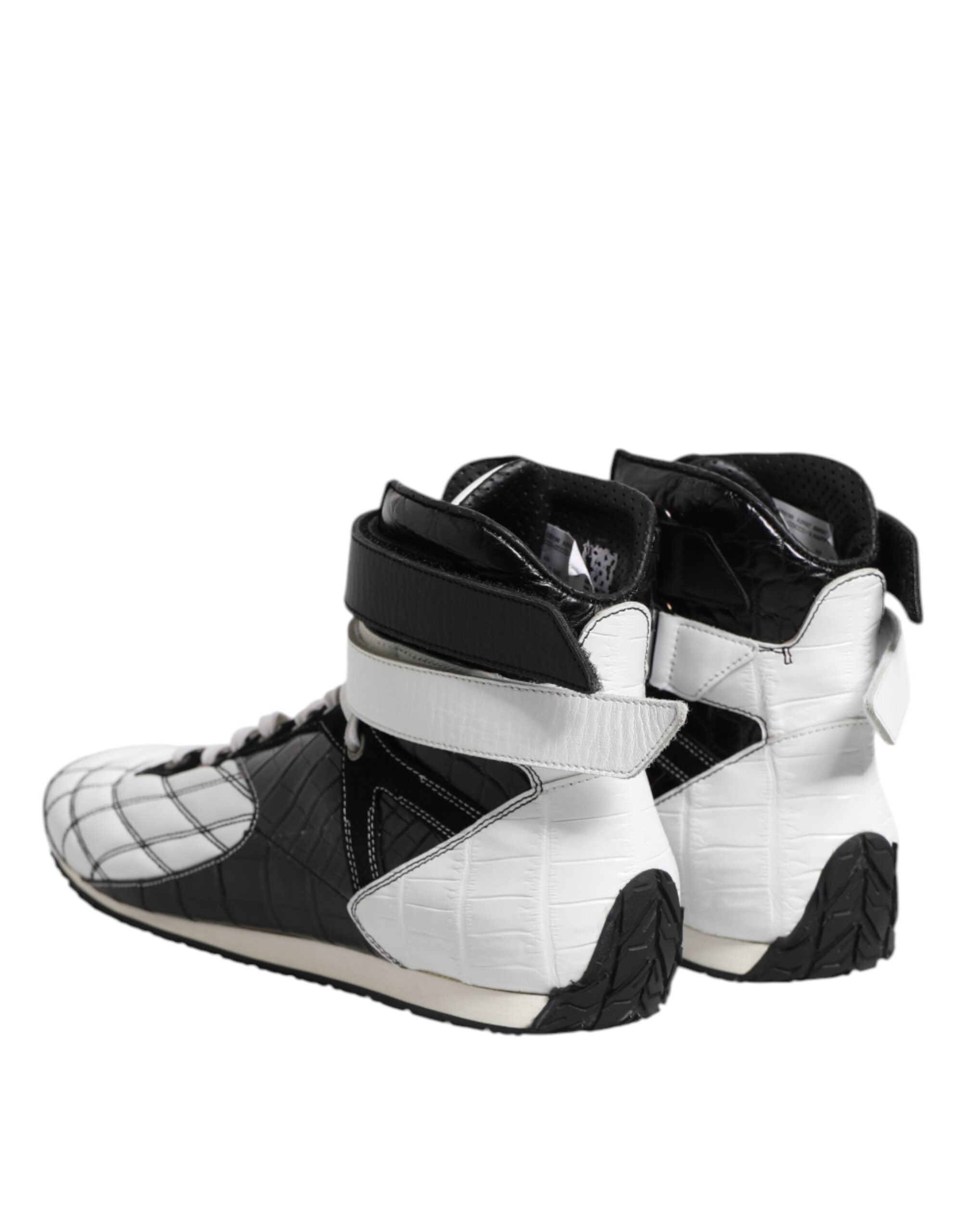 Zapatillas altas de cuero blanco y negro de Dolce & Gabbana-5