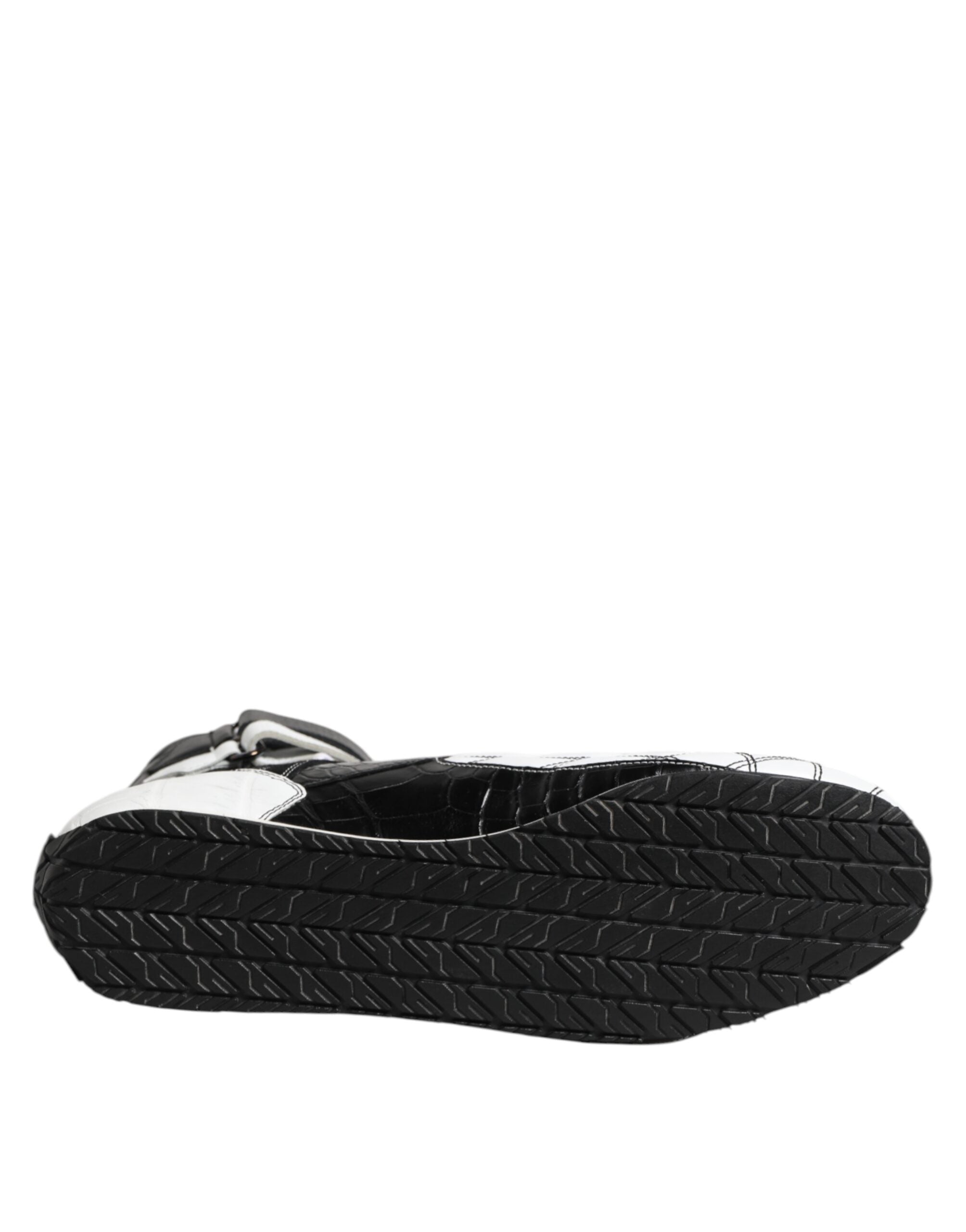 Zapatillas altas de cuero blanco y negro de Dolce & Gabbana-8