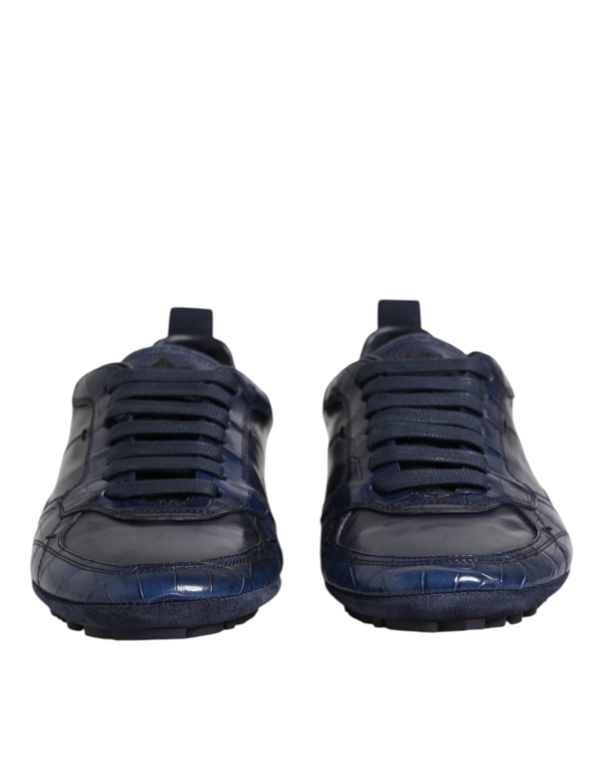 Dolce & Gabbana Dark Blue Leather Low Top Men's Sneakers Shoes-2