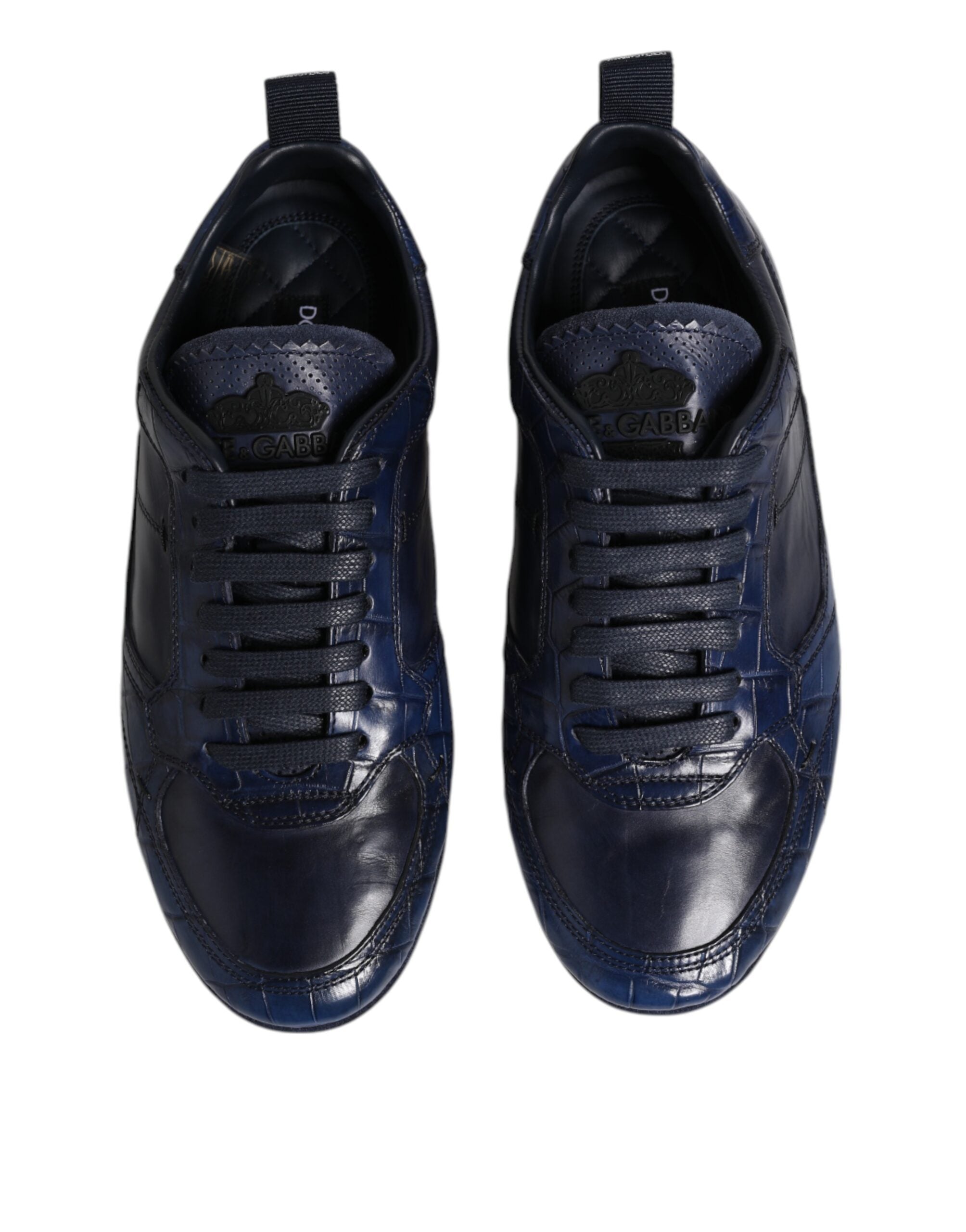 Dolce & Gabbana Dark Blue Leather Low Top Men's Sneakers Shoes-3