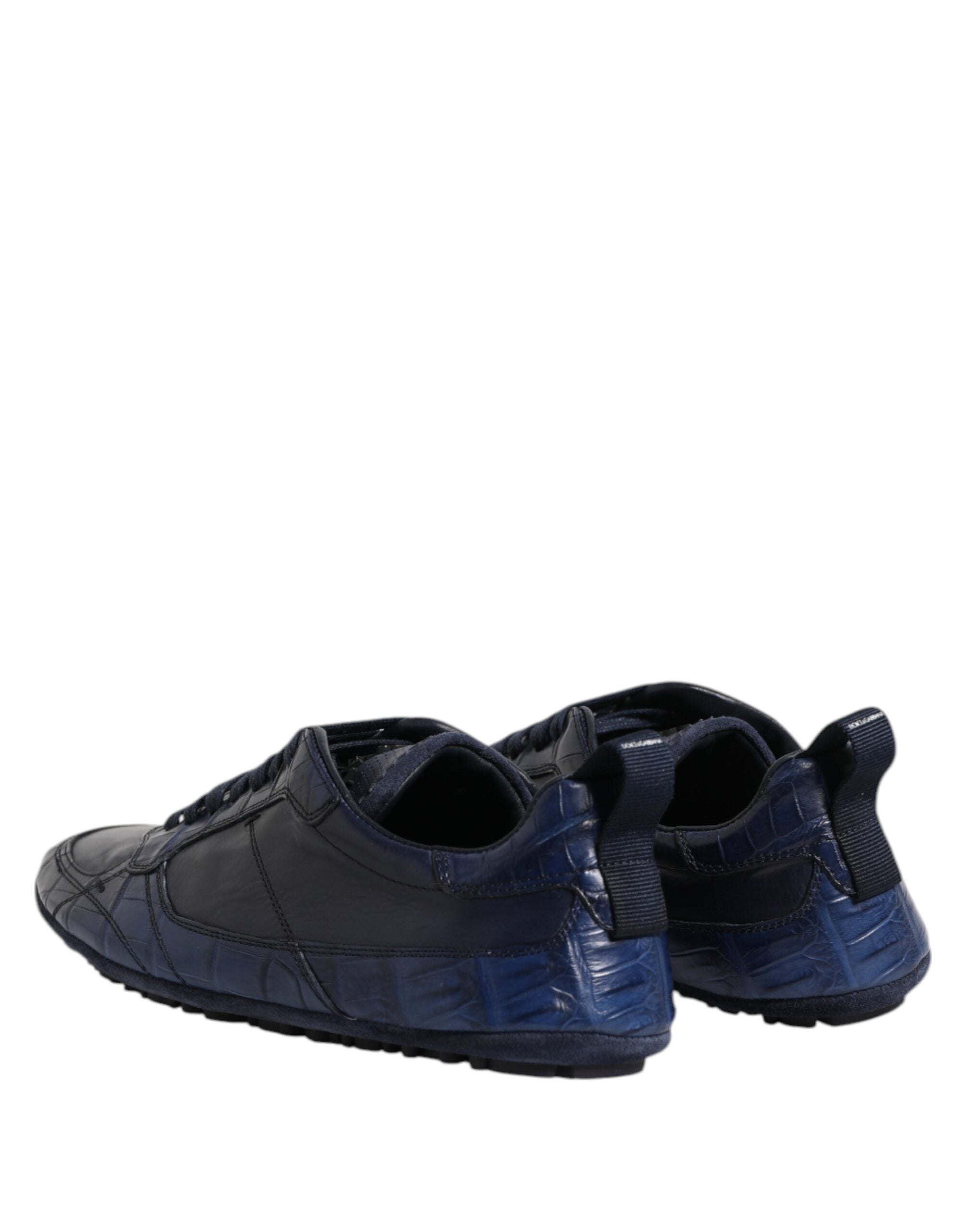 Dolce & Gabbana Dark Blue Leather Low Top Men's Sneakers Shoes-5