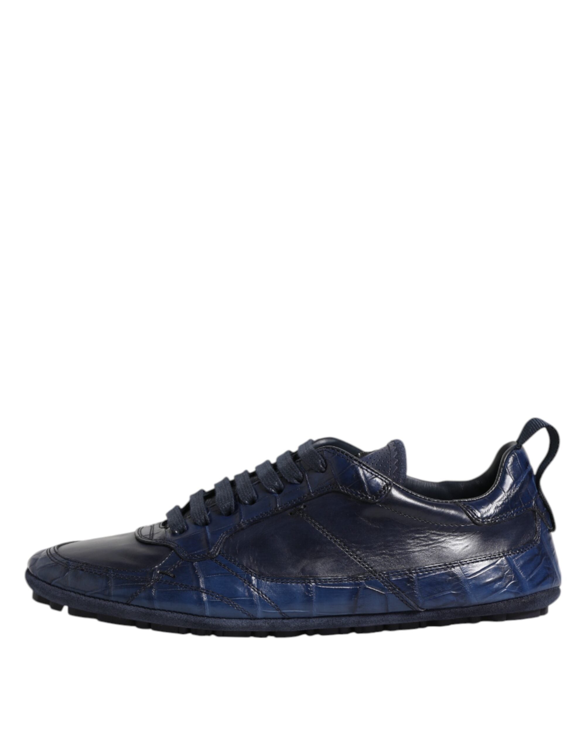 Dolce & Gabbana Dark Blue Leather Low Top Men's Sneakers Shoes-6