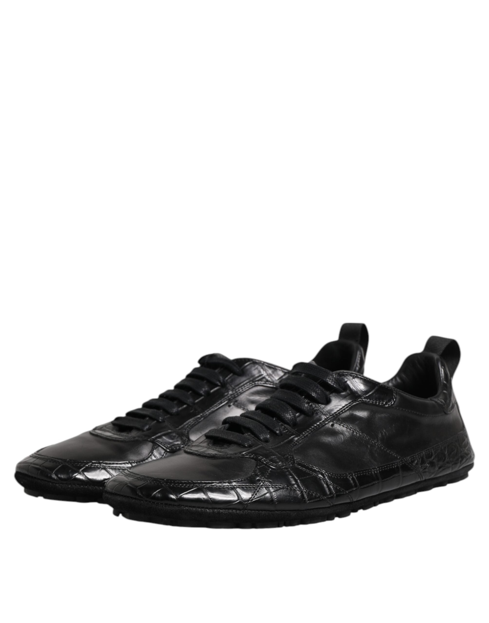 Zapatillas bajas de piel exótica negra de Dolce & Gabbana-4