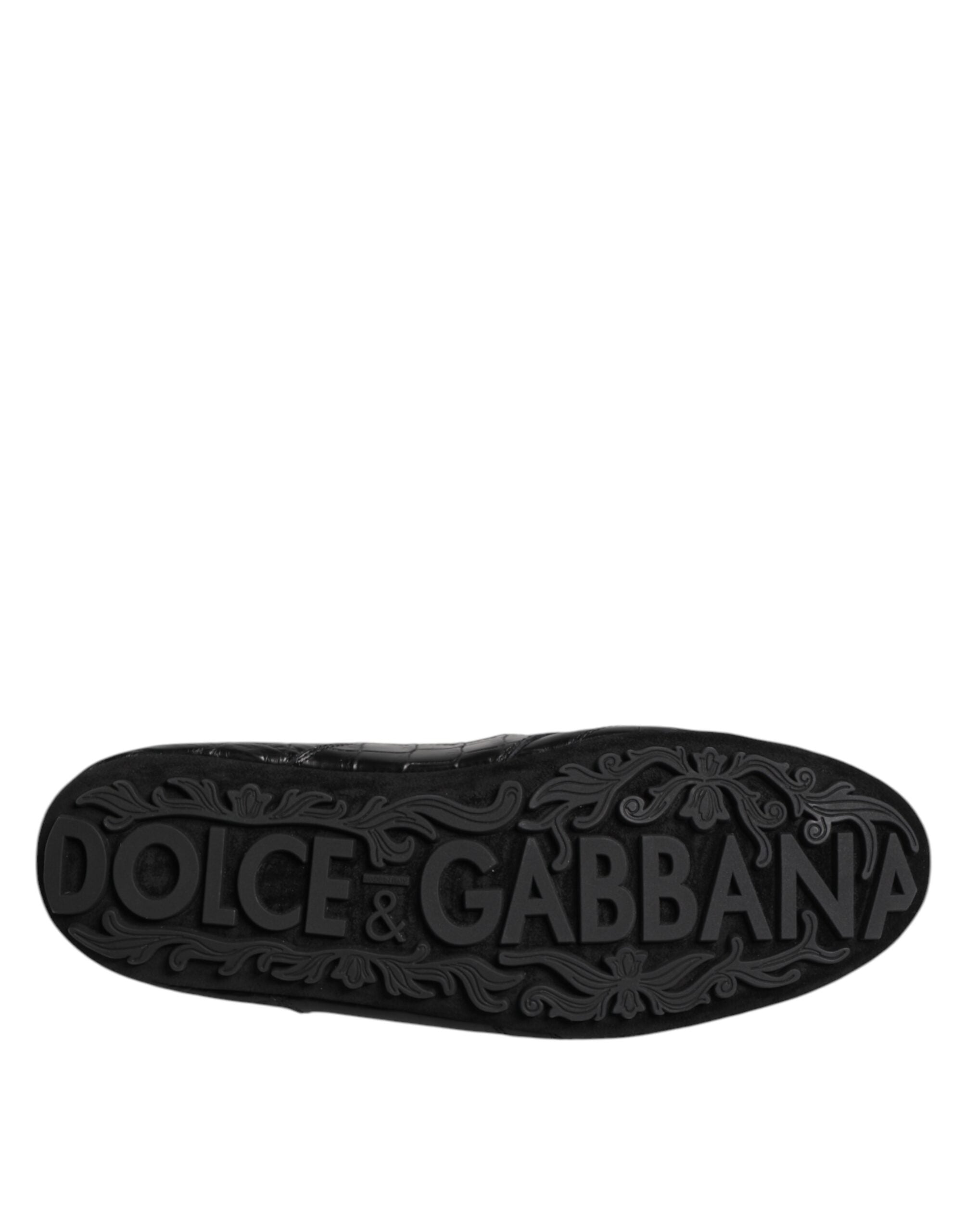 Zapatillas bajas de piel exótica negra de Dolce & Gabbana-8