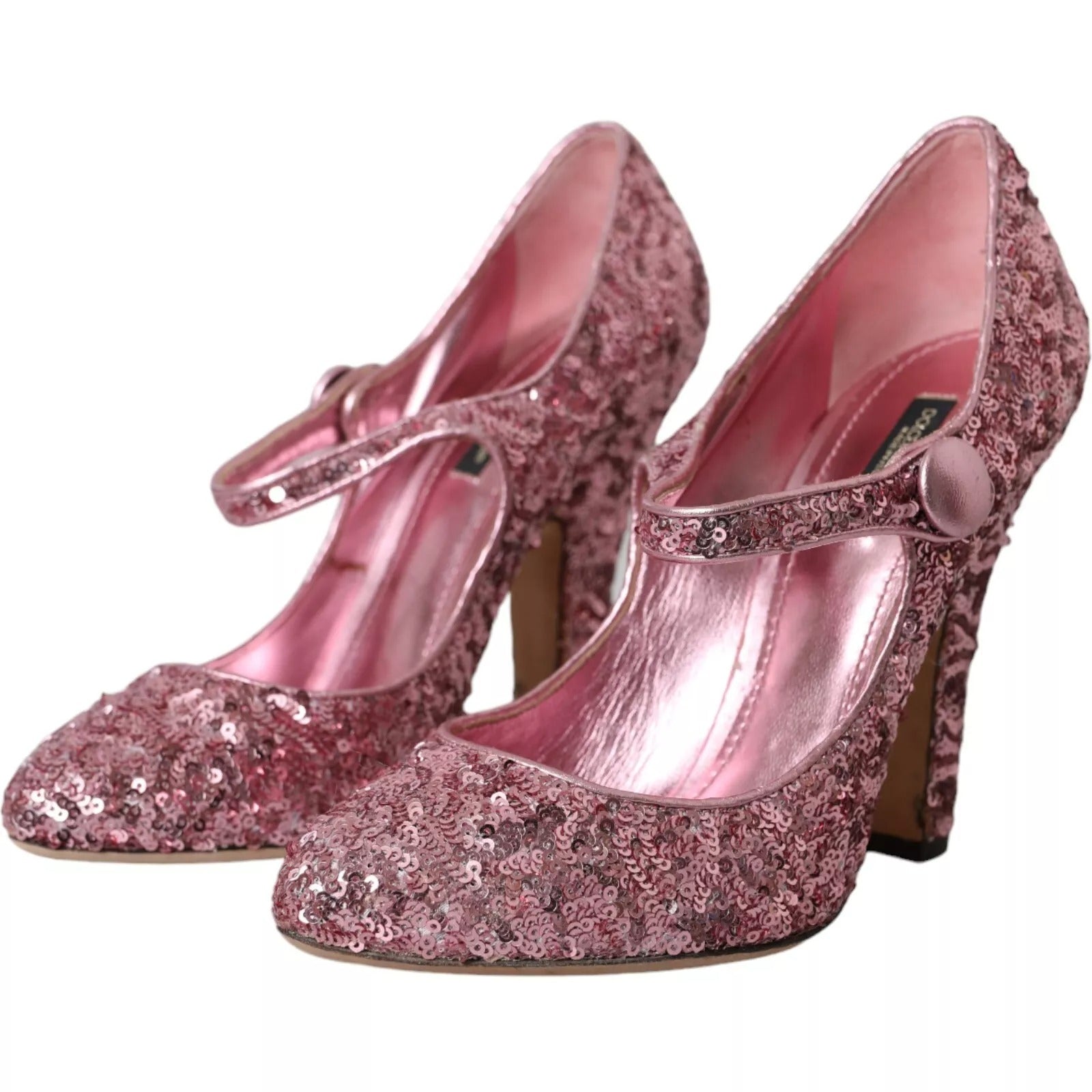 Zapatos de tacón alto Mary Jane con lentejuelas rosas de Dolce & Gabbana-2