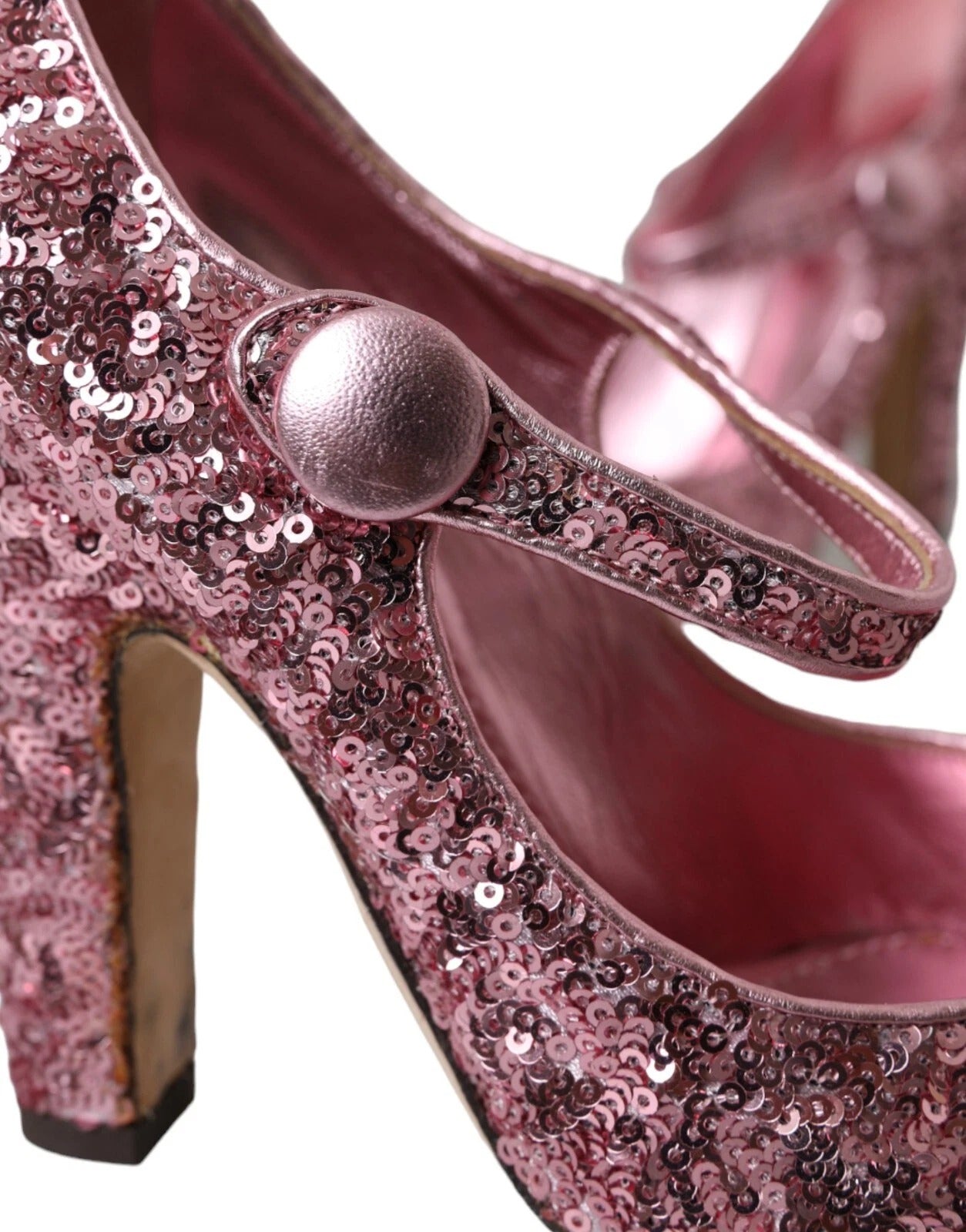 Zapatos de tacón alto Mary Jane con lentejuelas rosas de Dolce & Gabbana-5