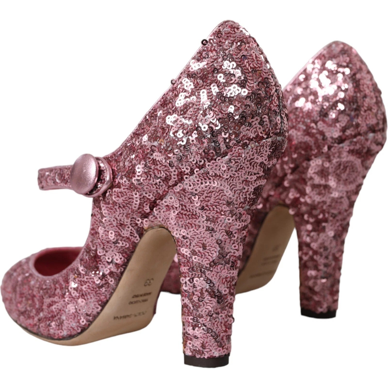 Zapatos de tacón alto Mary Jane con lentejuelas rosas de Dolce & Gabbana-7