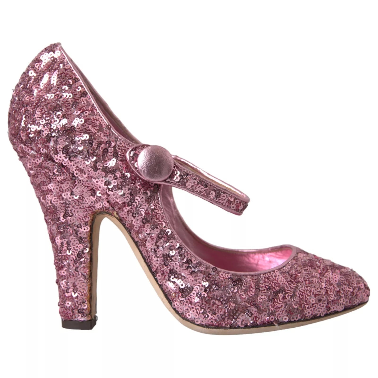 Zapatos de tacón alto Mary Jane con lentejuelas rosas de Dolce & Gabbana-1