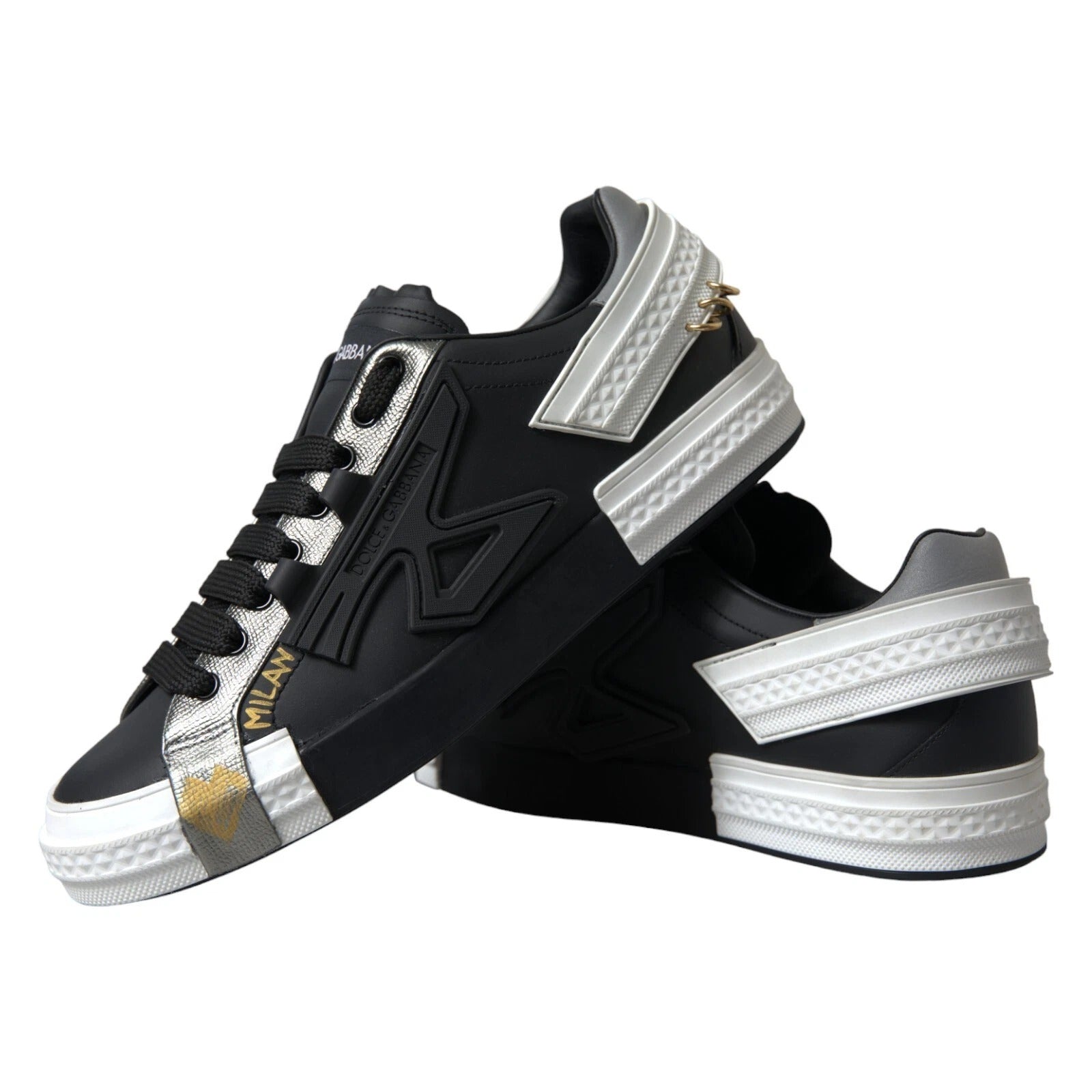 Zapatillas bajas de cuero negro Dolce & Gabbana Zapatos Portofino-2