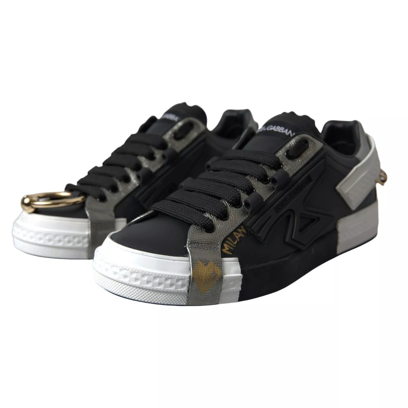 Zapatillas bajas de cuero negro Dolce & Gabbana Zapatos Portofino-6
