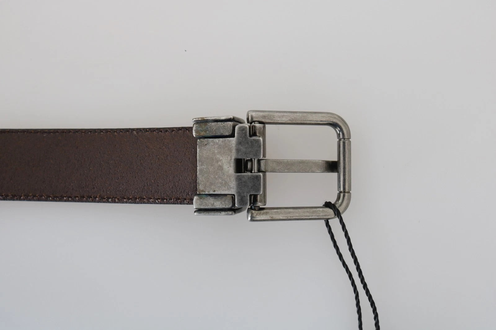 Dolce & Gabbana Blauer perforierter Ledergürtel mit grauer Schnalle-3