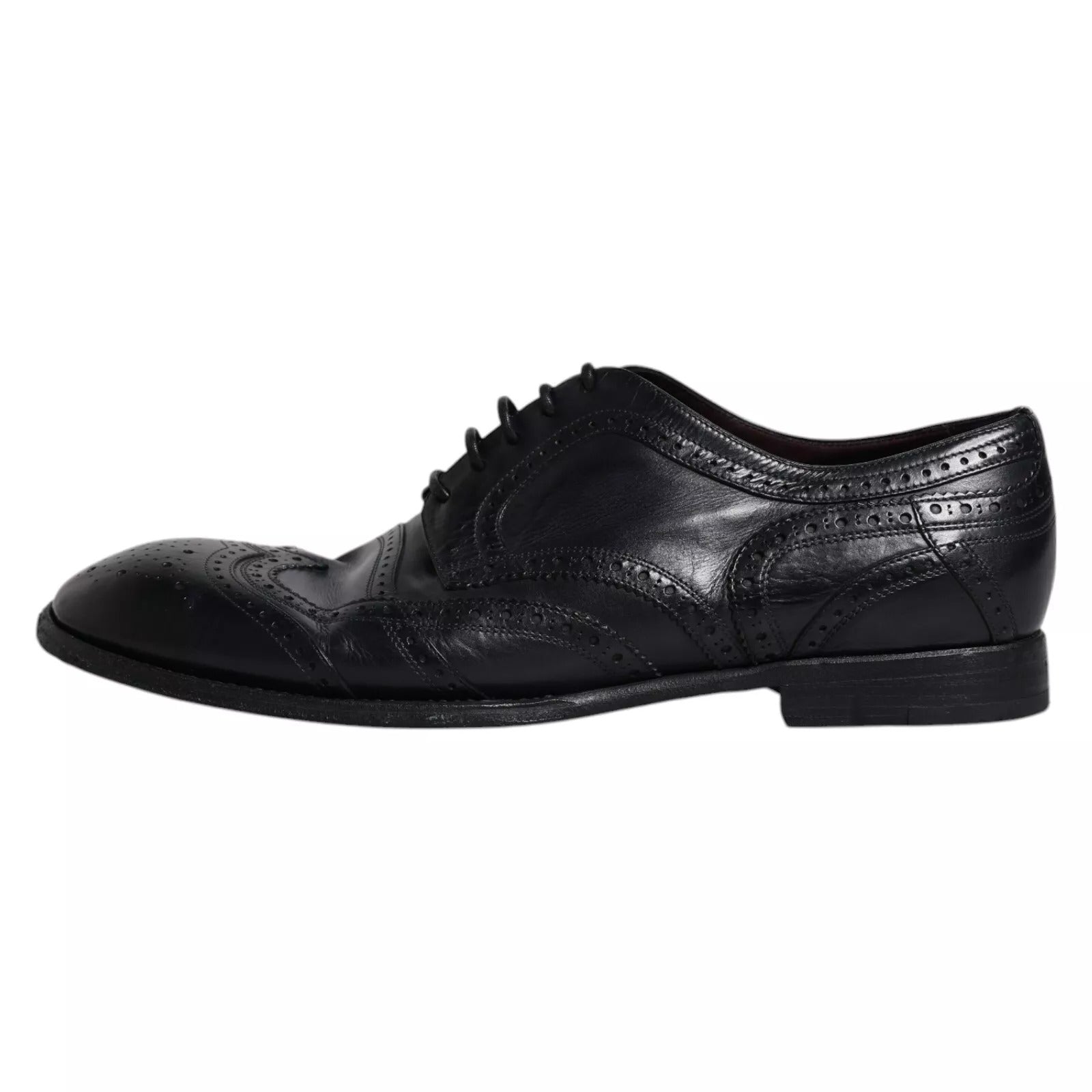 Dolce & Gabbana Dunkelblaue Leder Derby Wingtip Formelle Schuhe-2
