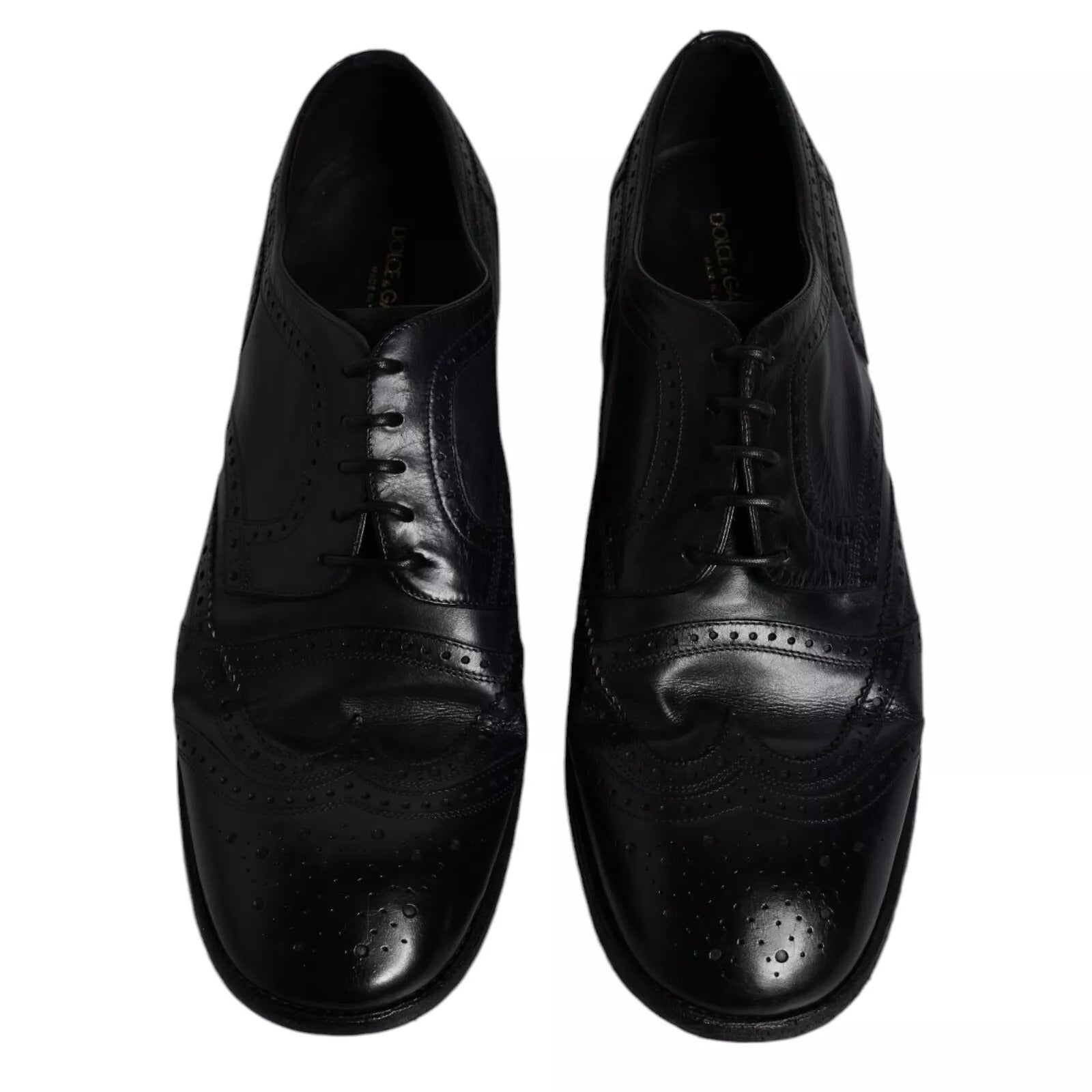 Dolce & Gabbana Dunkelblaue Leder Derby Wingtip Formelle Schuhe-3