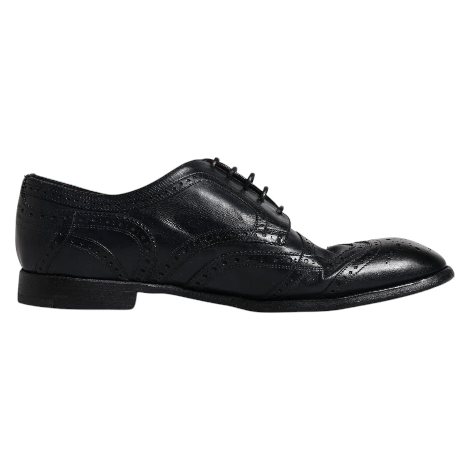 Dolce & Gabbana Dunkelblaue Leder Derby Wingtip Formelle Schuhe-1