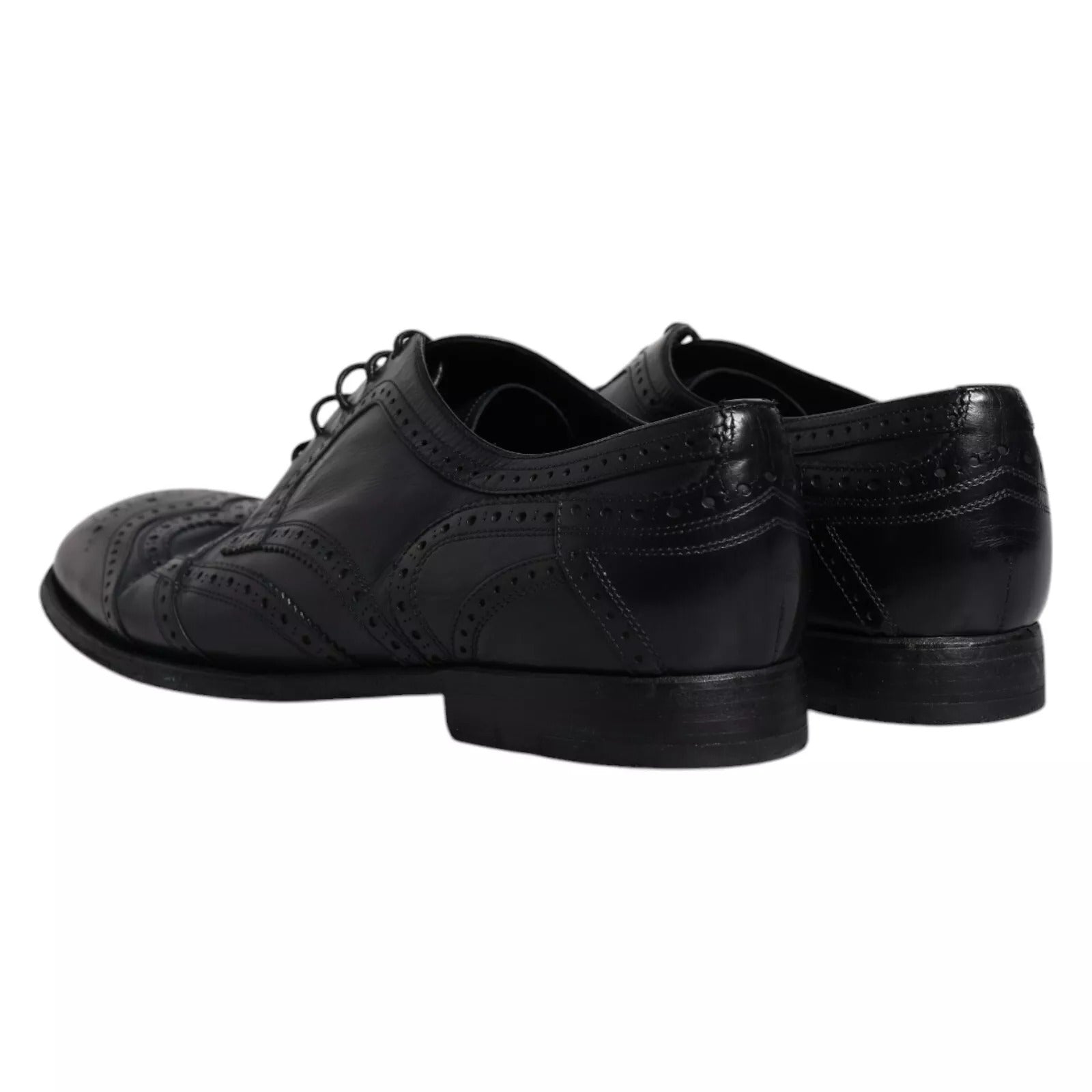 Dolce & Gabbana Dunkelblaue Leder Derby Wingtip Formelle Schuhe-5