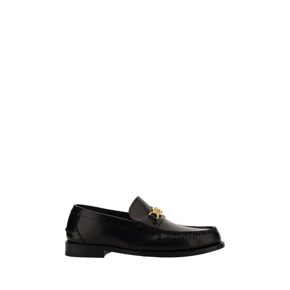 Versace Bos Taurus black calfskin loafers, slip-on style
