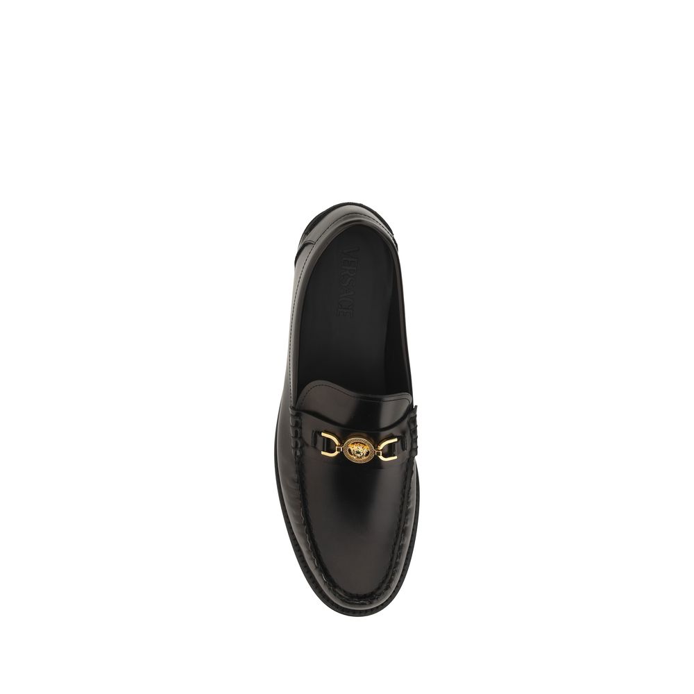 Versace Schwarze Loafer aus Kalbsleder Bos Taurus zum Hineinschlüpfen-4