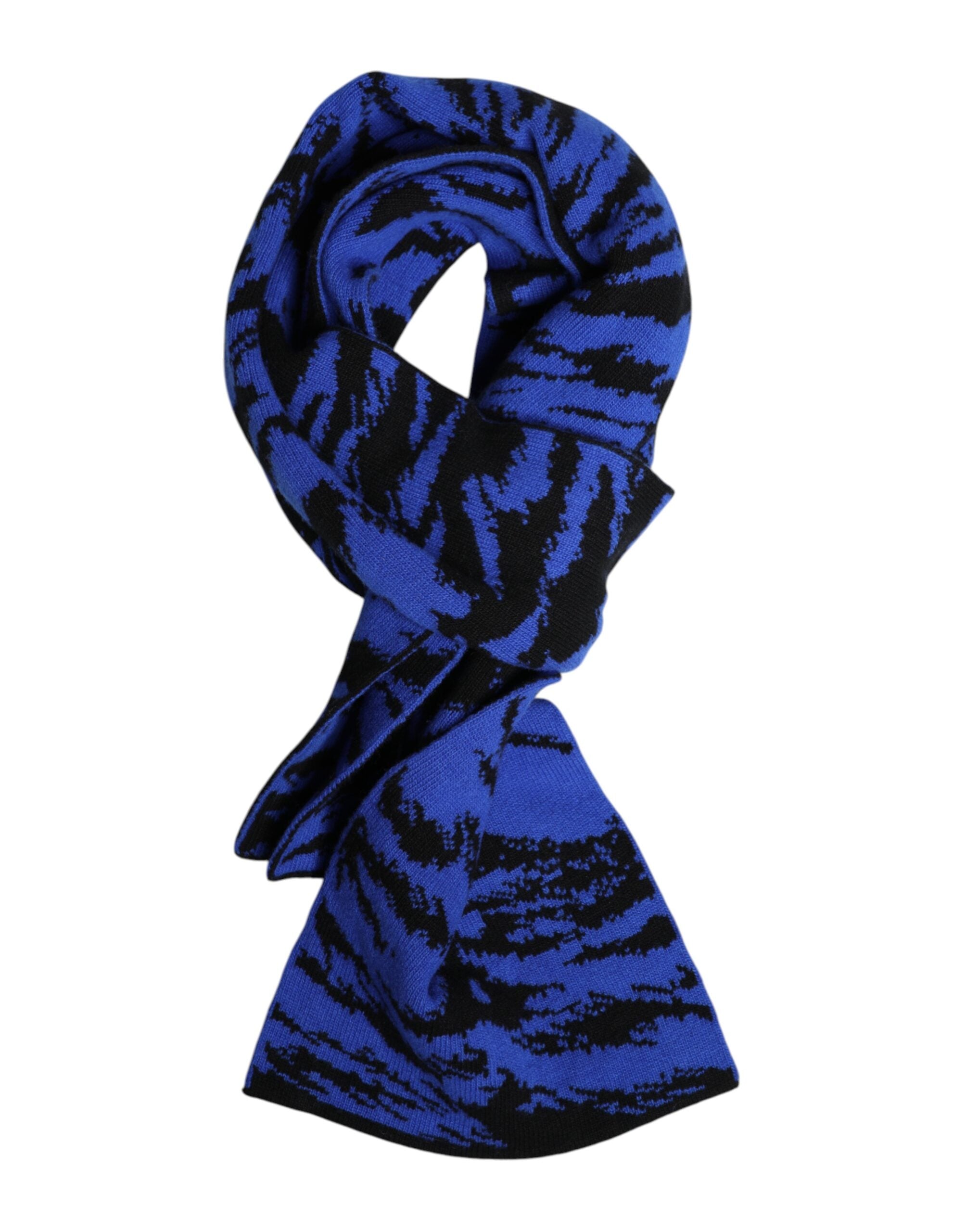 Dolce & Gabbana Blue Black Logo Neck Warmer Wrap Scarf-1