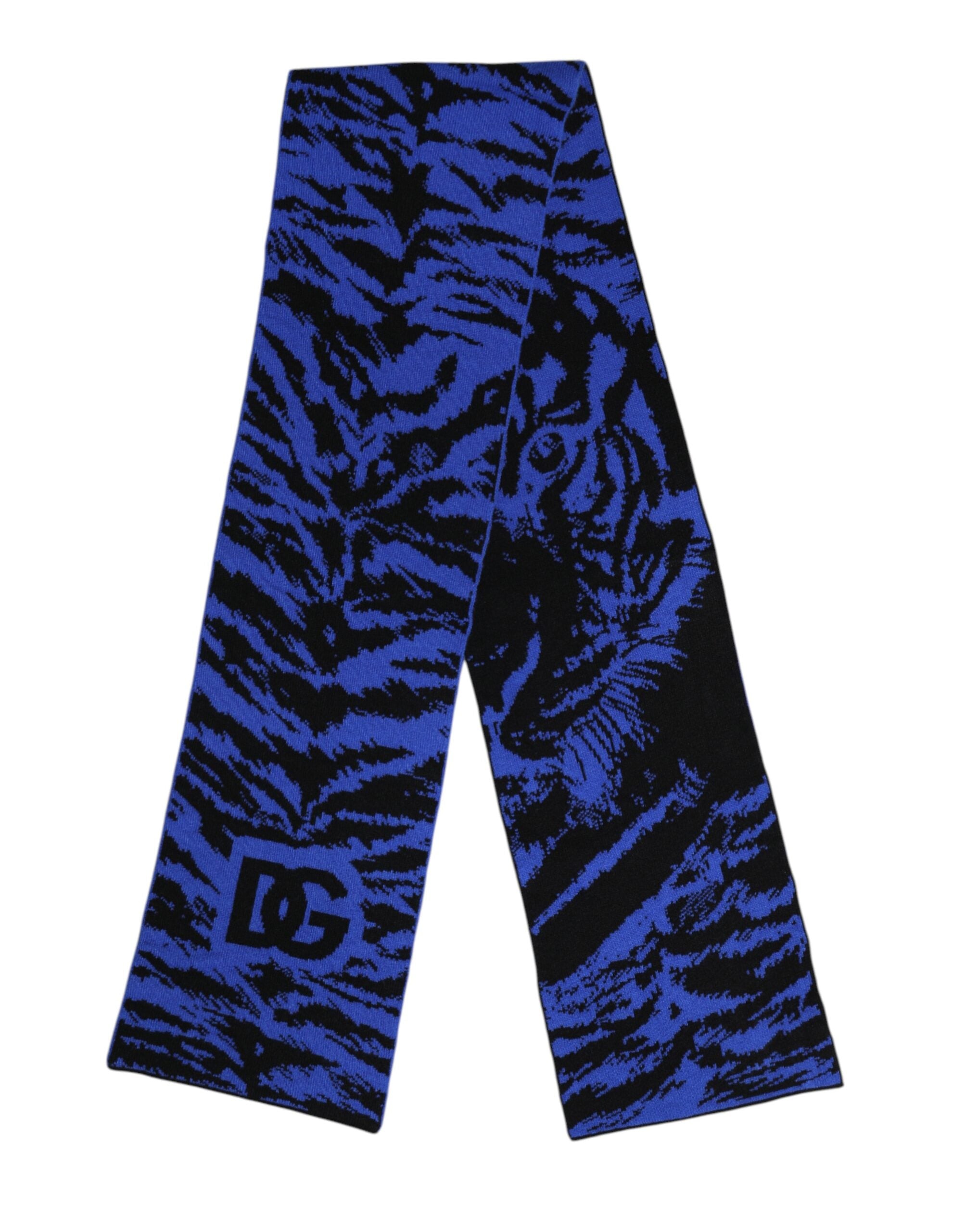 Dolce & Gabbana Blue Black Logo Neck Warmer Wrap Scarf-3