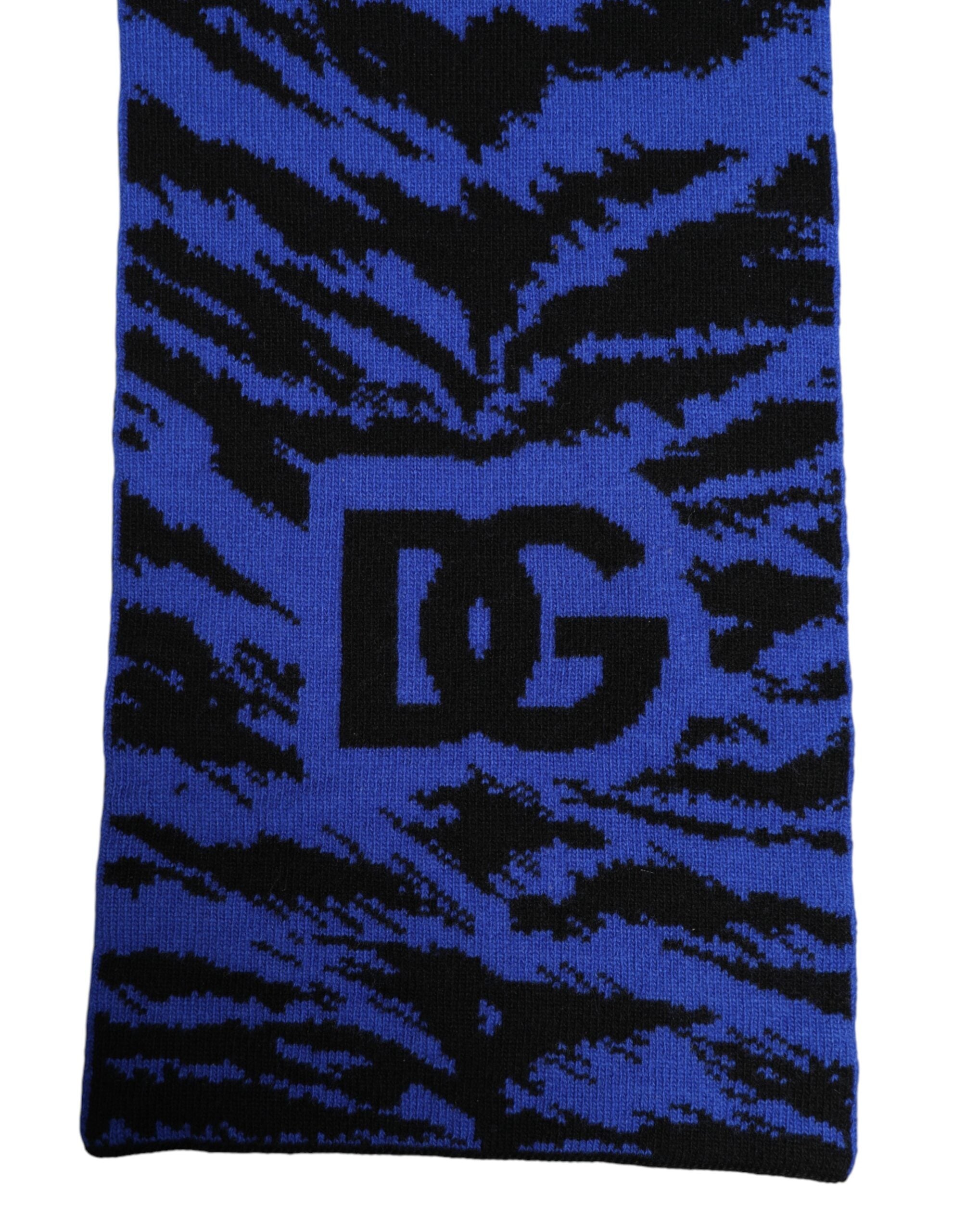 Dolce & Gabbana Blue Black Logo Neck Warmer Wrap Scarf-4