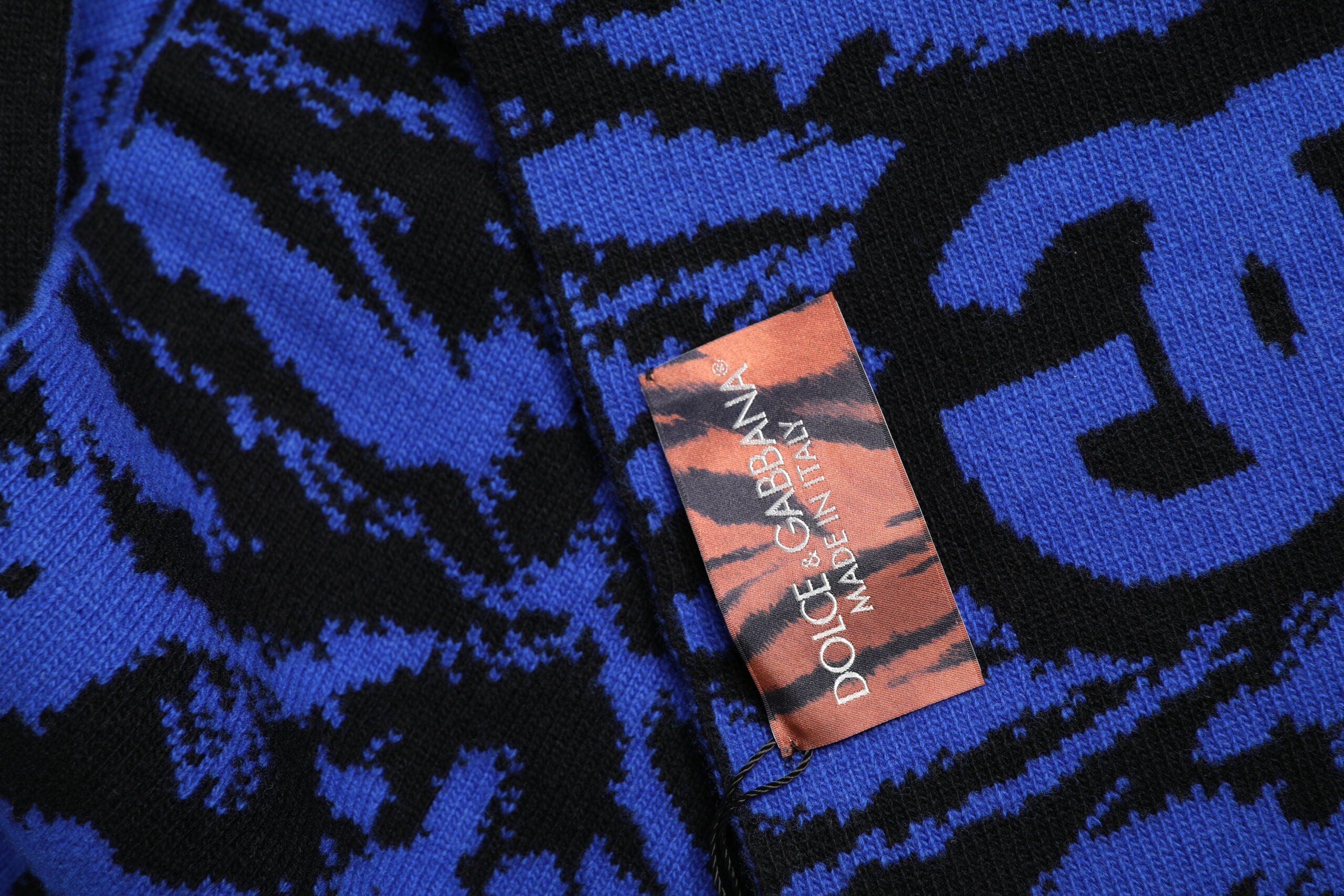 Dolce & Gabbana Blue Black Logo Neck Warmer Wrap Scarf-5