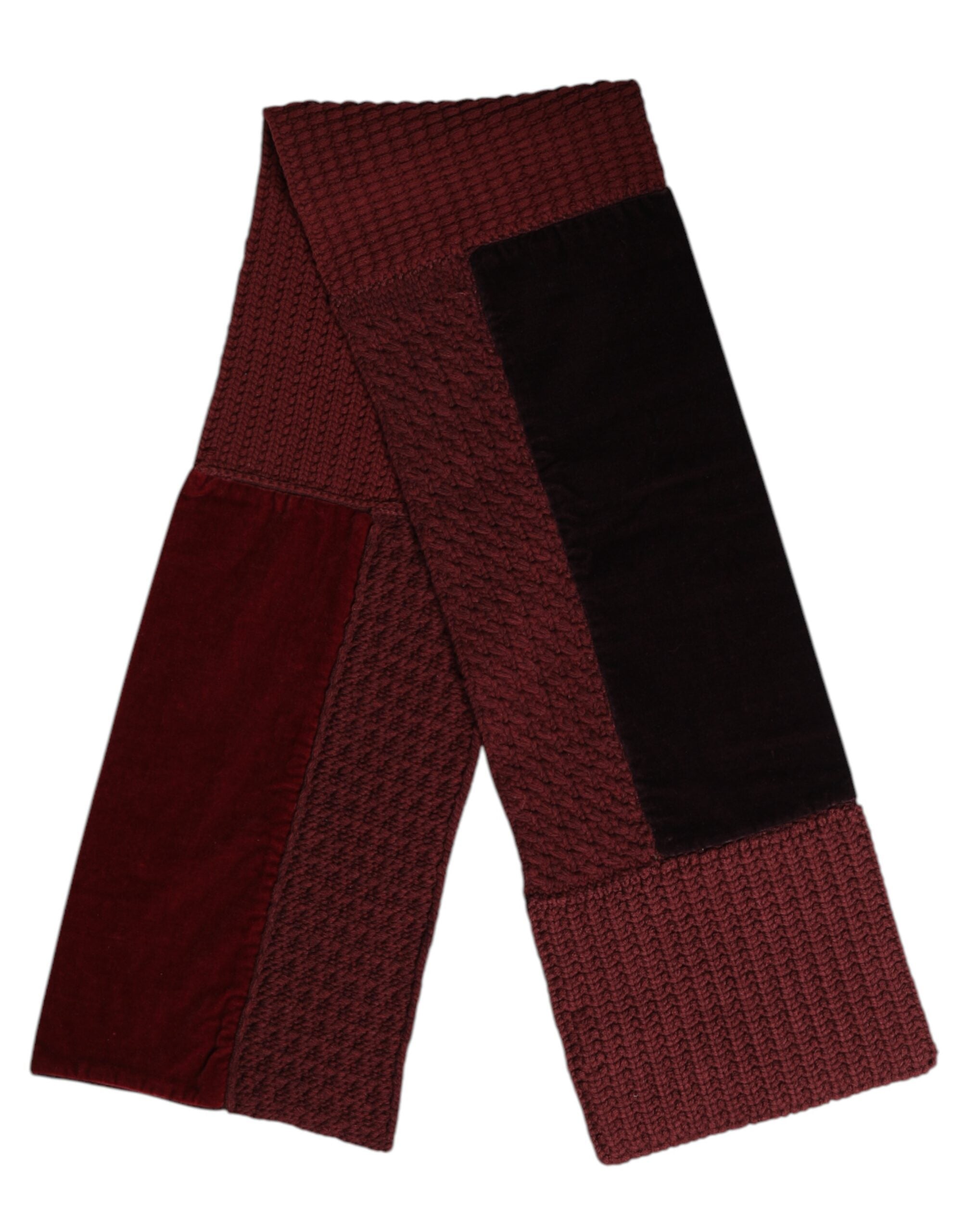 Dolce & Gabbana Maroon Black Neck Warmer Wrap Scarf-2