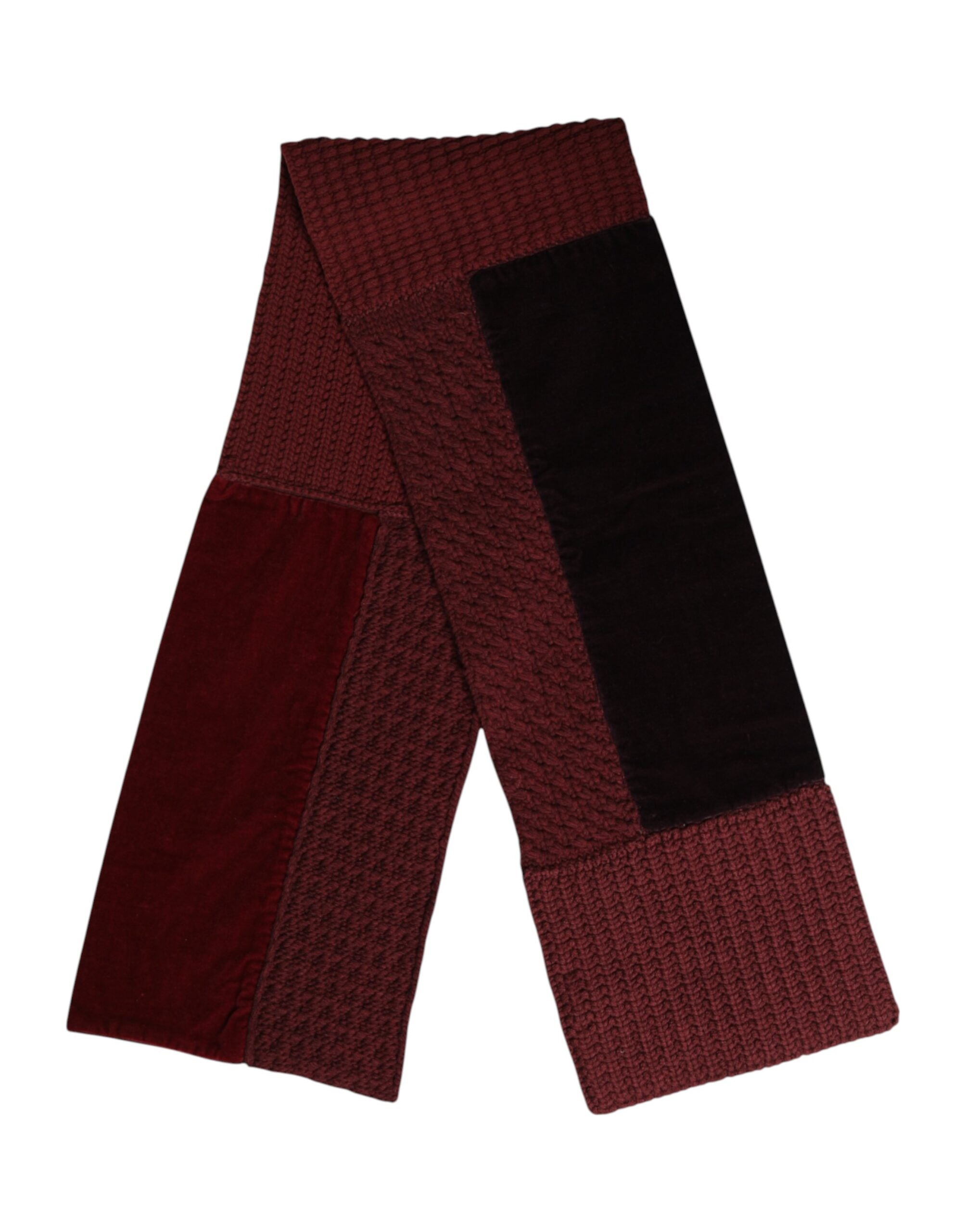 Dolce & Gabbana Maroon Black Neck Warmer Wrap Scarf-3