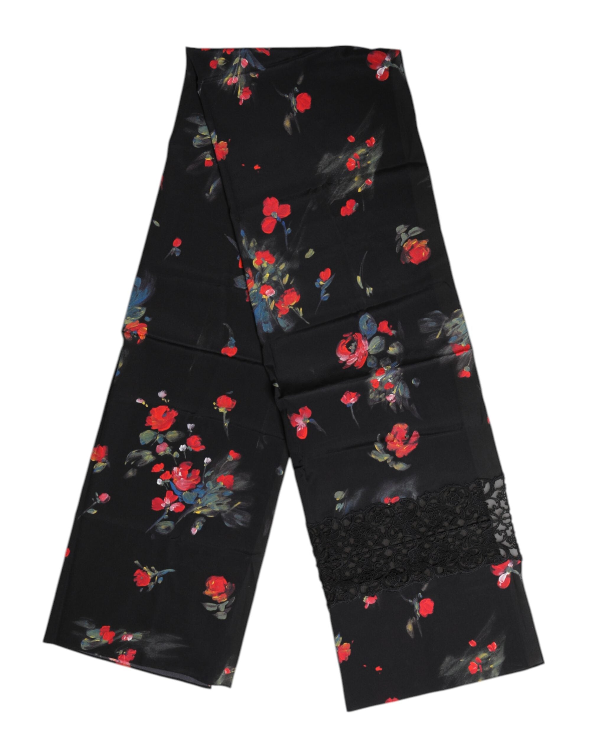 Dolce & Gabbana Black Floral Print Neck Warmer Wrap Scarf-3