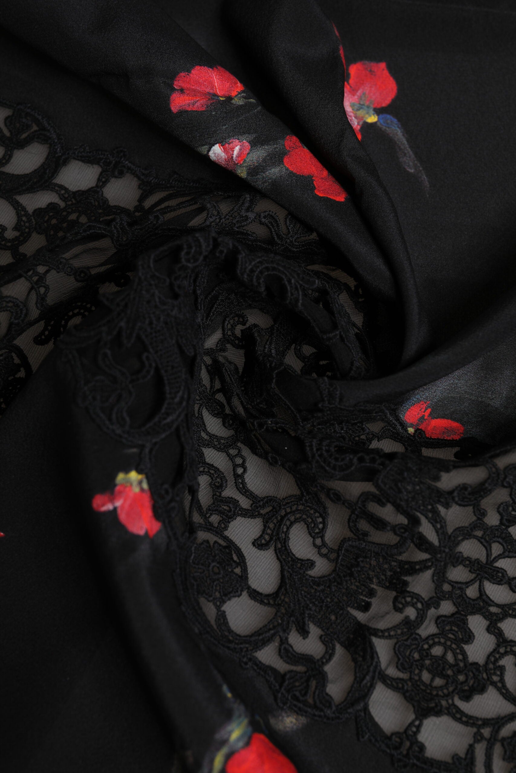 Dolce & Gabbana Black Floral Print Neck Warmer Wrap Scarf-5