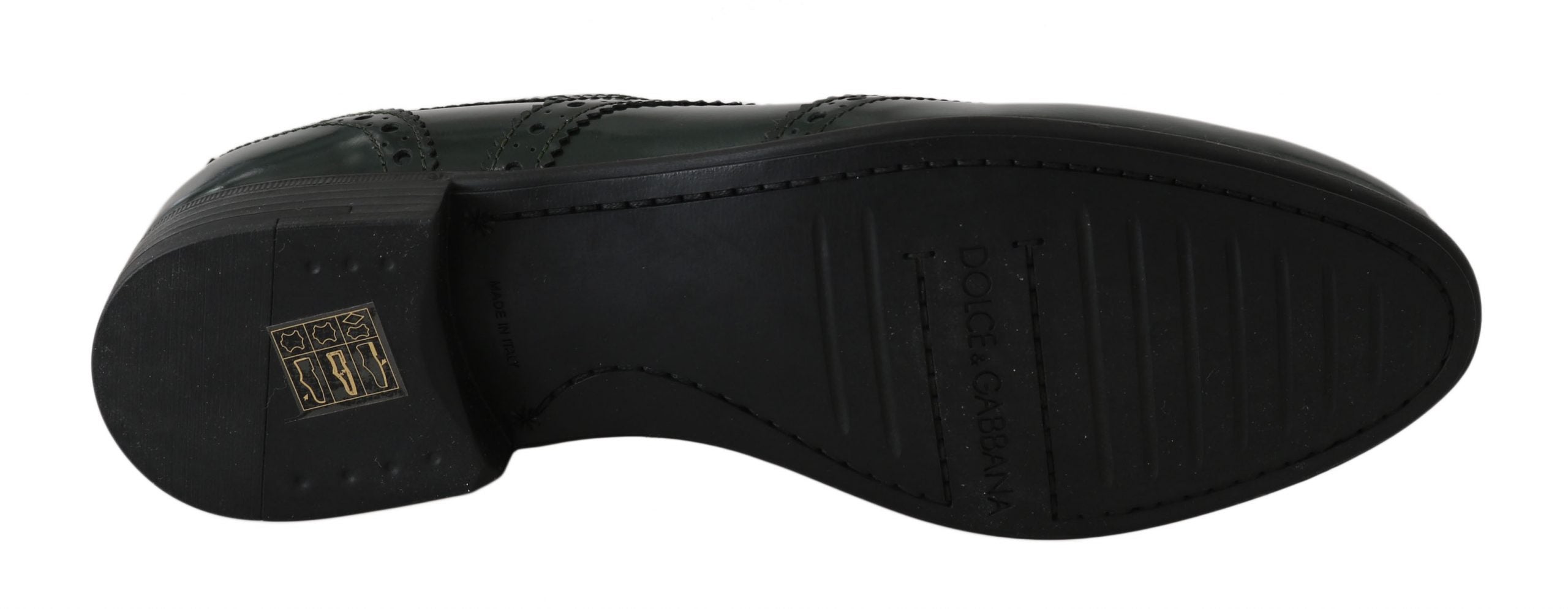 Dolce & Gabbana Green Leather Broque Oxford Wingtip Shoes-3