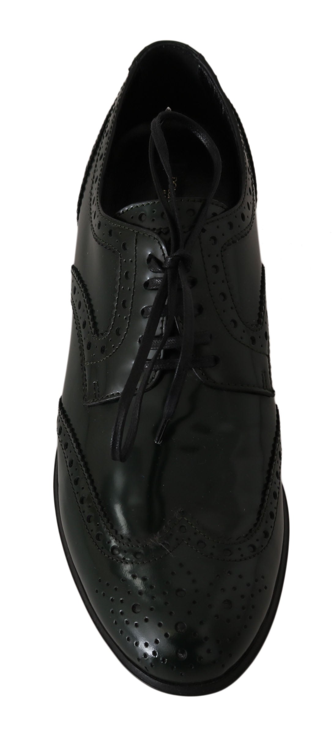 Dolce & Gabbana Green Leather Broque Oxford Wingtip Shoes-4
