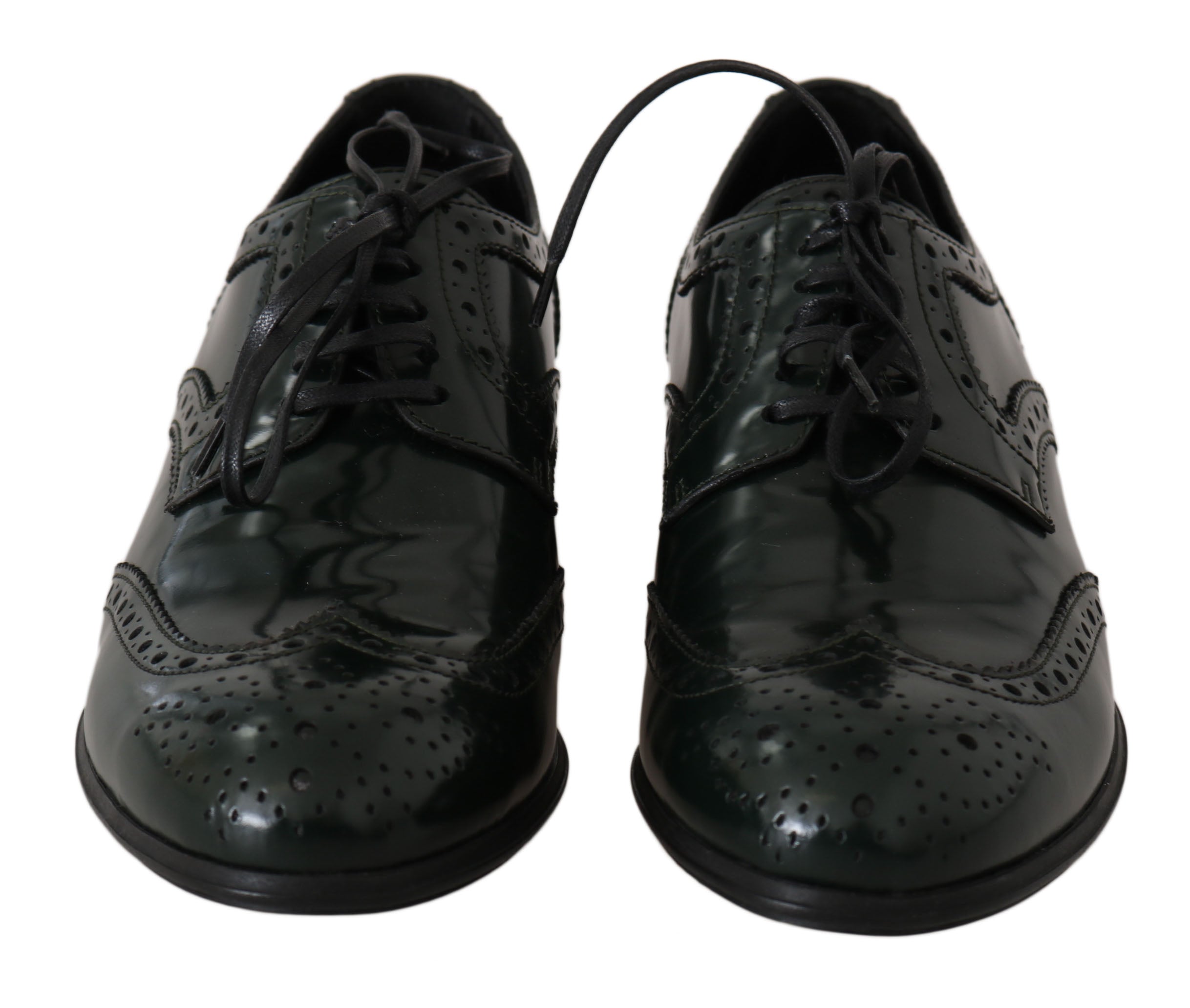 Dolce & Gabbana Green Leather Broque Oxford Wingtip Shoes-7