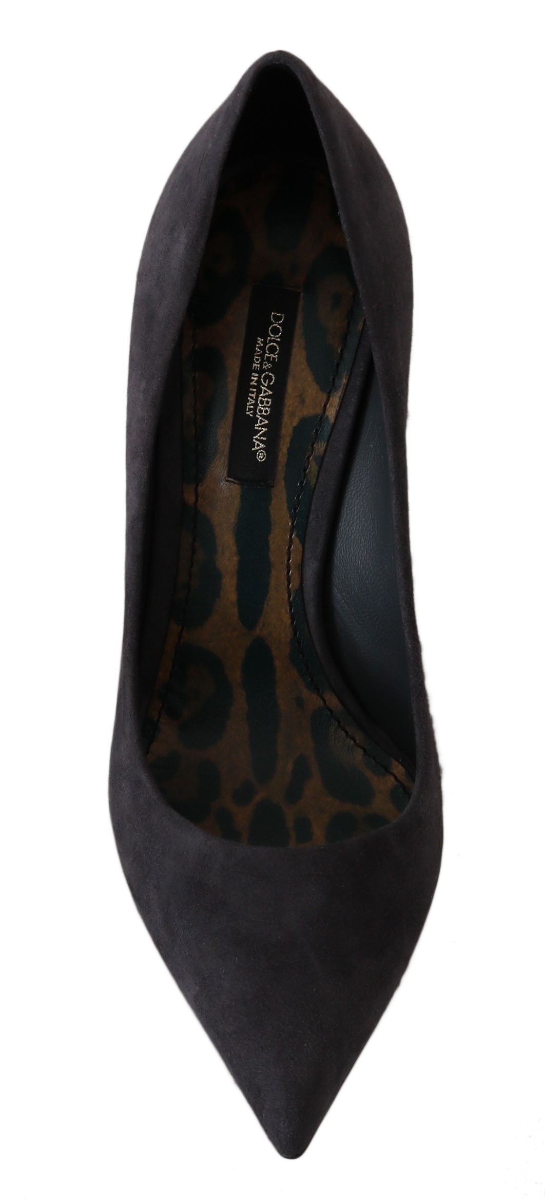 Dolce & Gabbana Grey Suede Leather Stiletto Shoes Heels-2