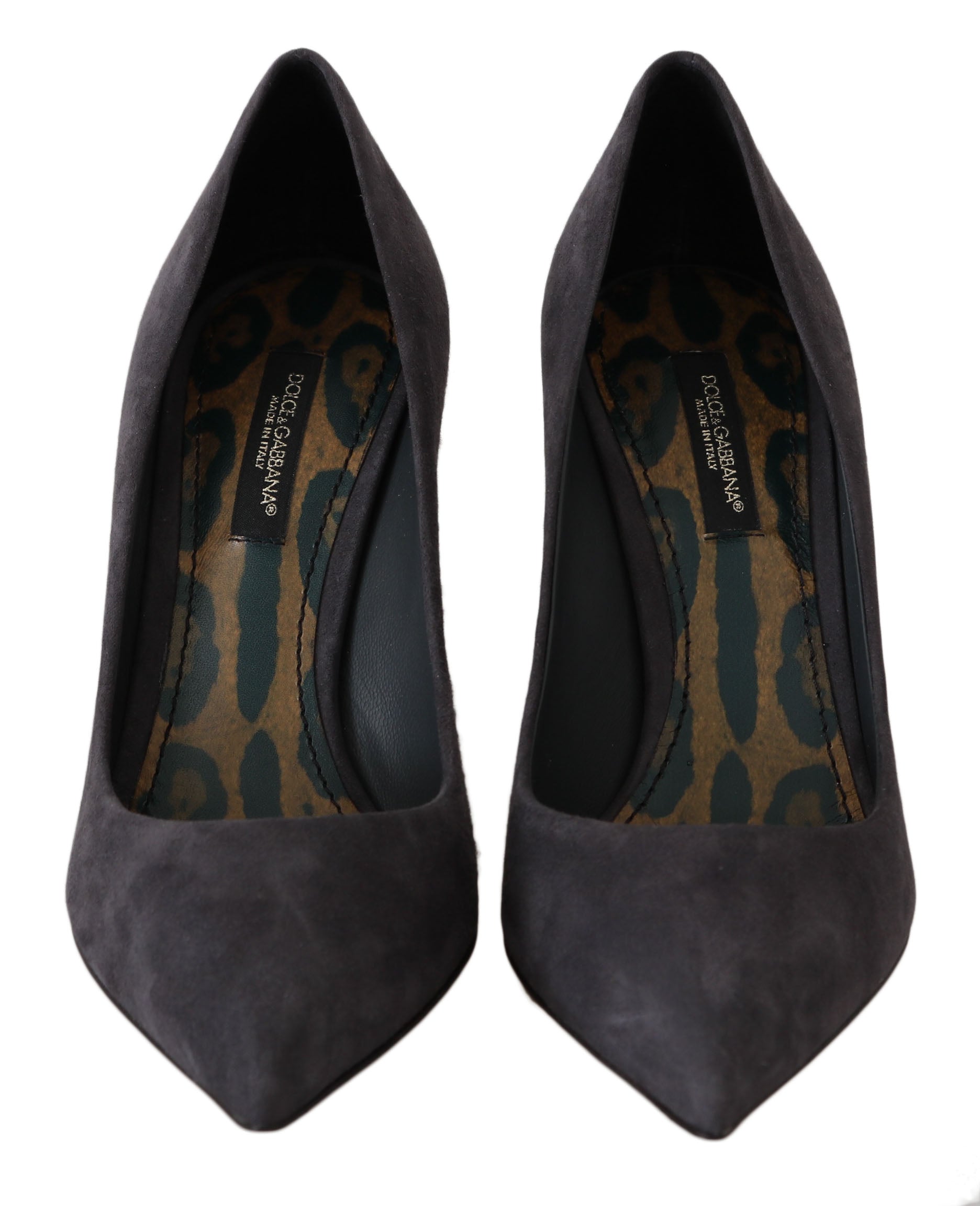 Dolce & Gabbana Grey Suede Leather Stiletto Shoes Heels-3