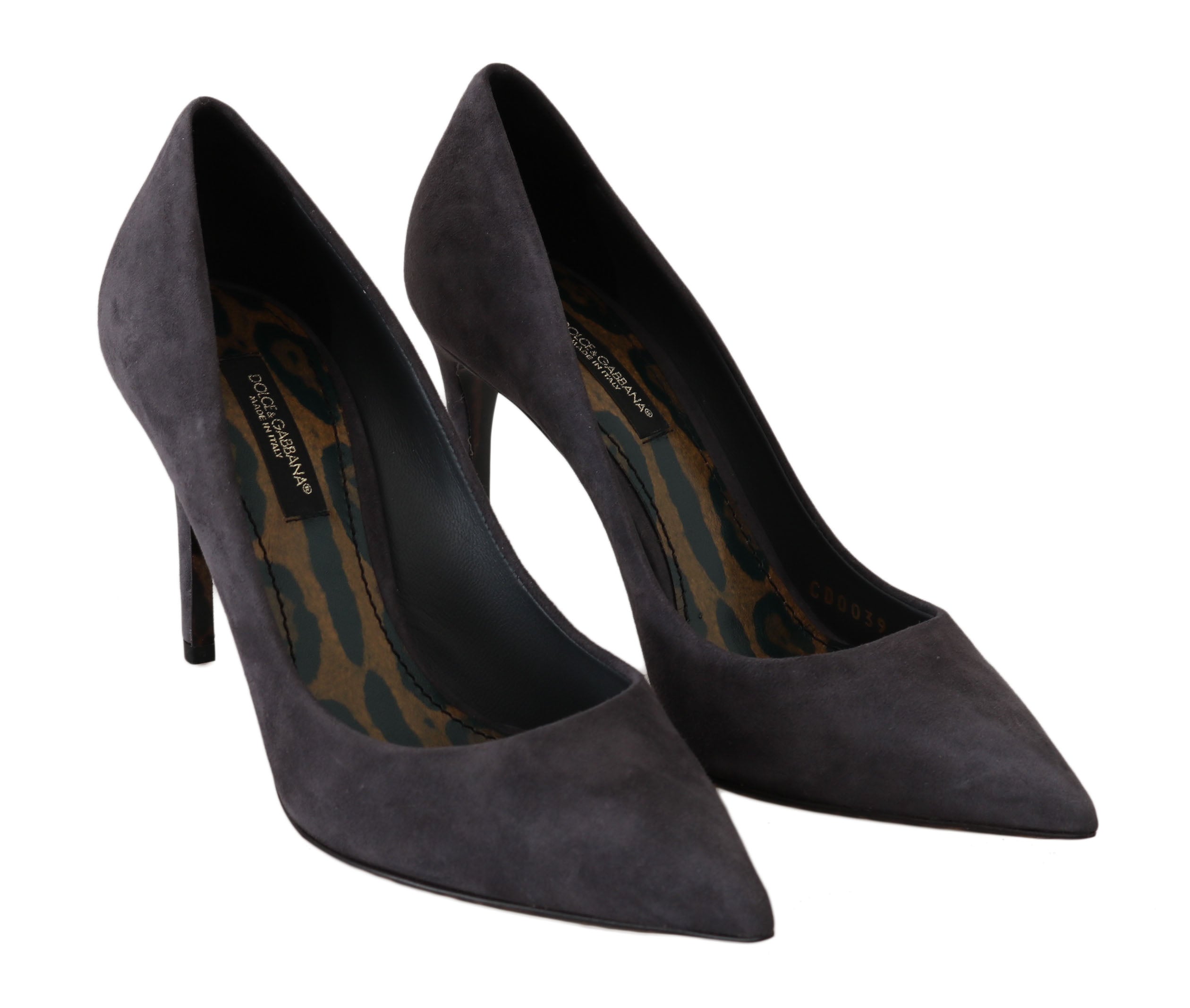 Dolce & Gabbana Grey Suede Leather Stiletto Shoes Heels-4