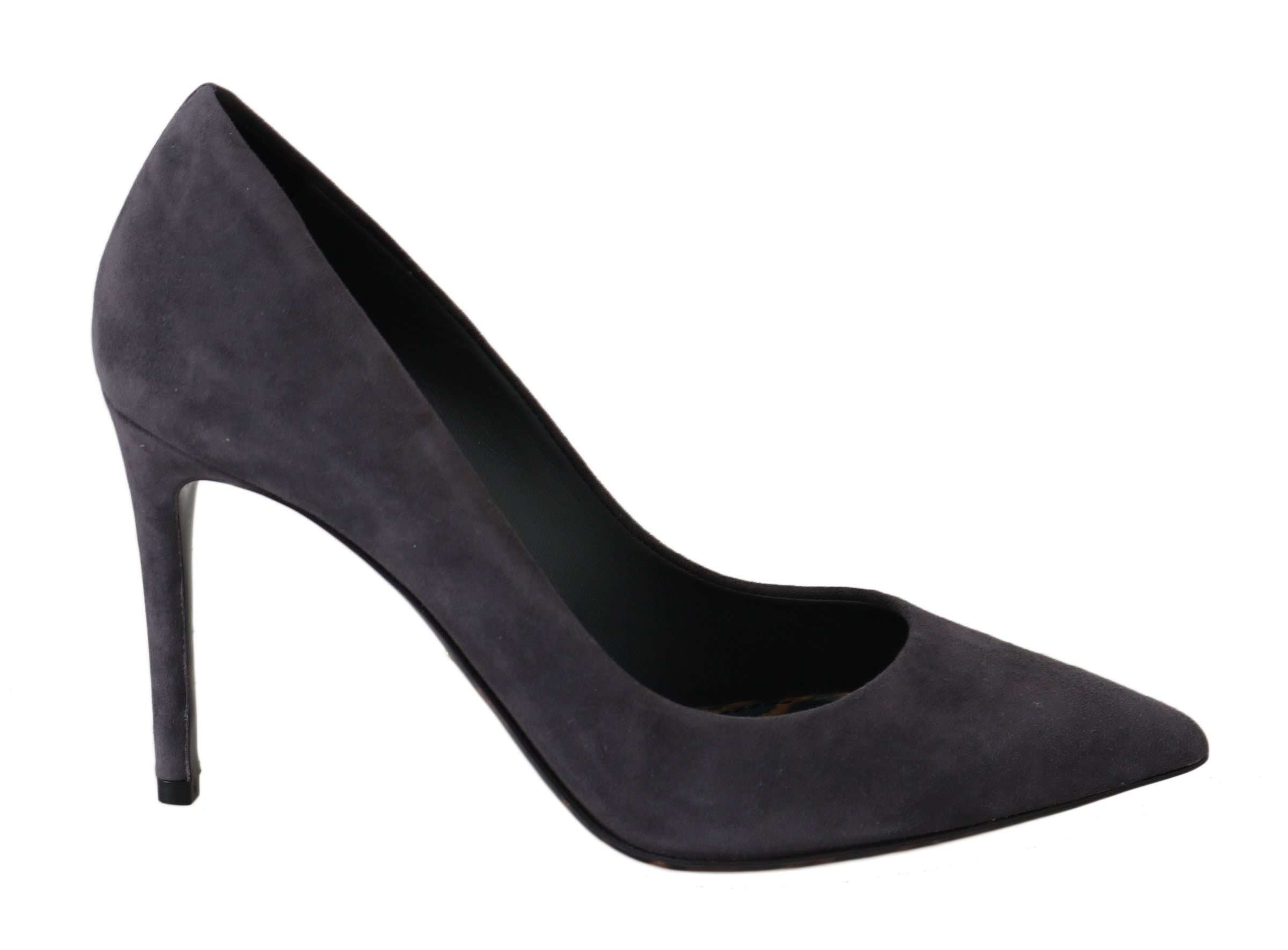 Dolce & Gabbana Grey Suede Leather Stiletto Shoes Heels-1