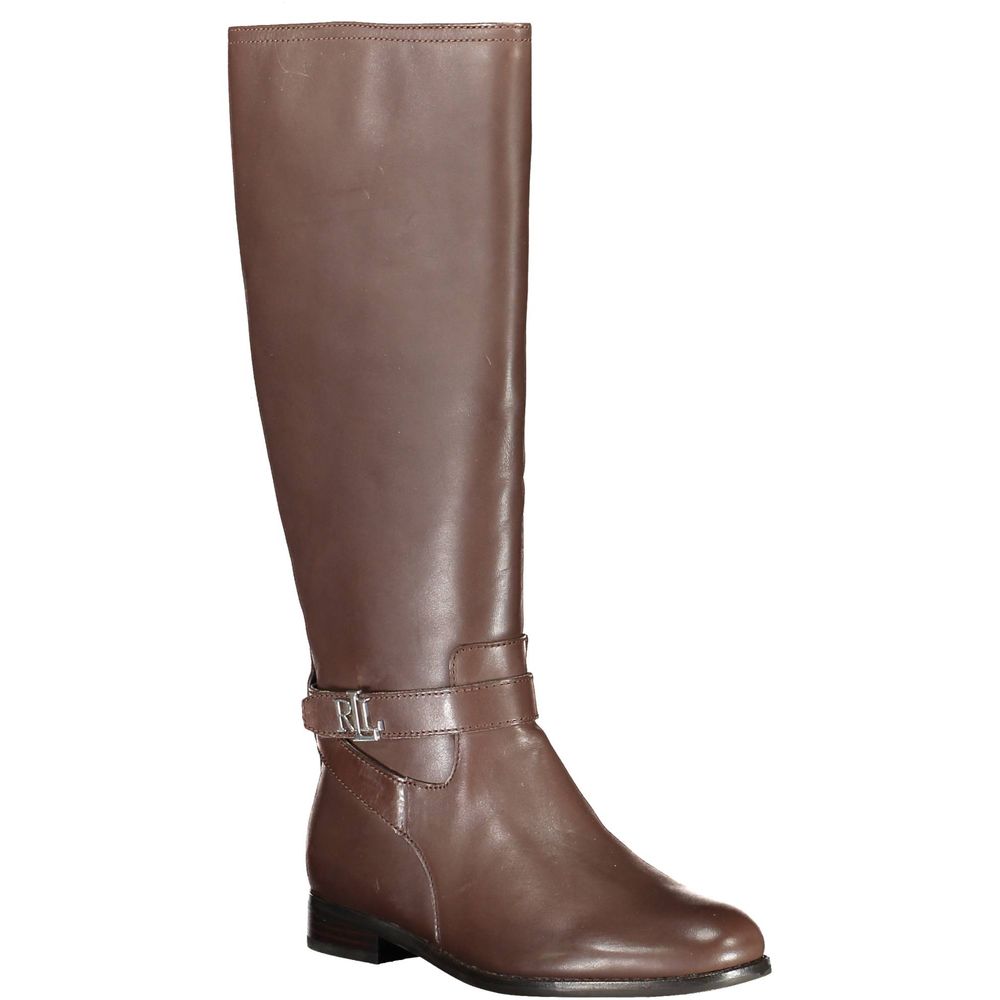 Ralph Lauren Brauner Leder Damenstiefel-2
