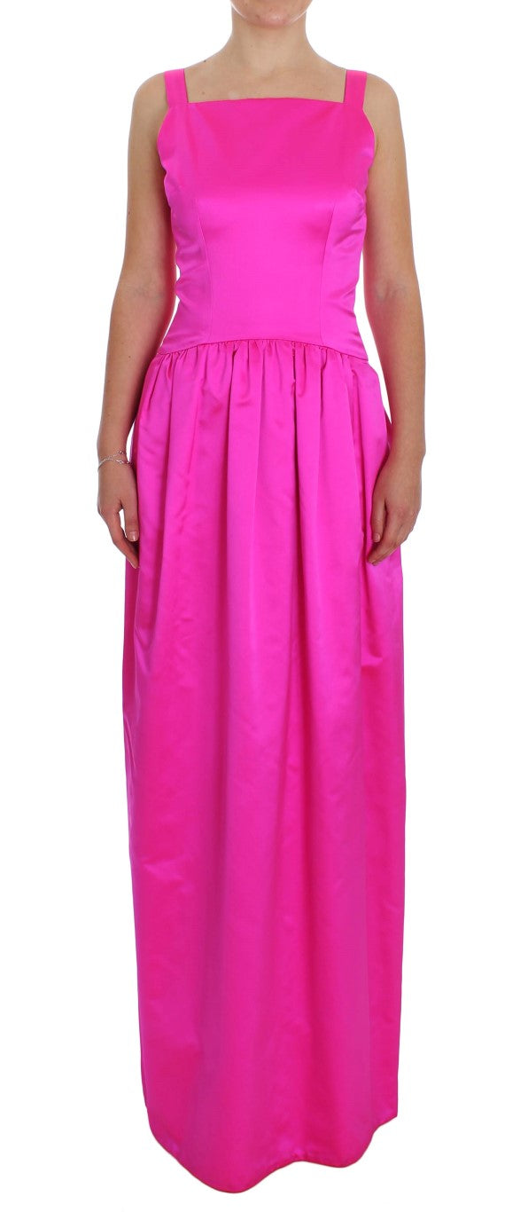 Dolce & Gabbana Pink Silk Long Sheath Dress Ball Gown-1