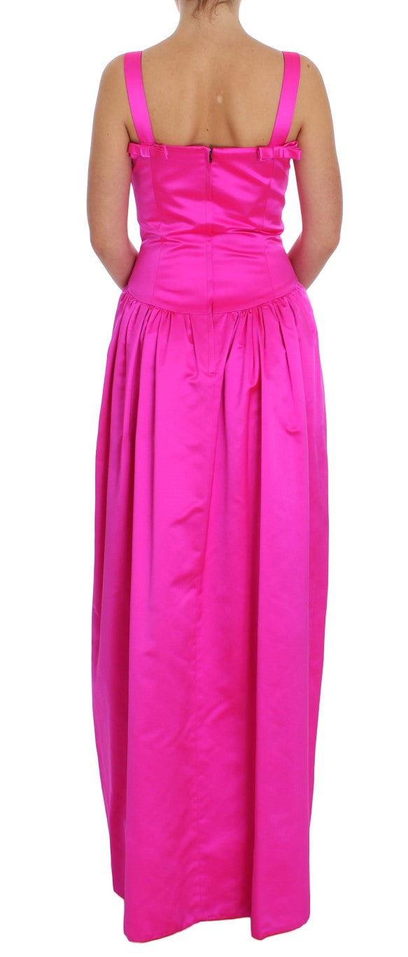 Dolce & Gabbana Pink Silk Long Sheath Dress Ball Gown-3