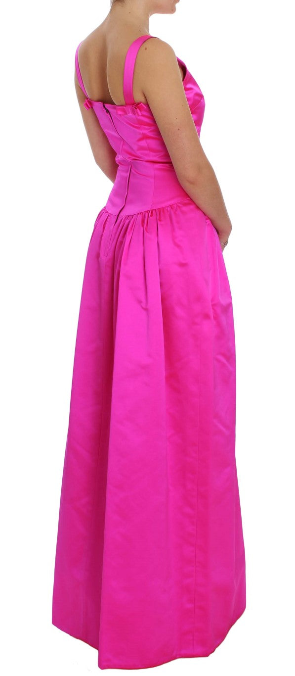 Dolce & Gabbana Pink Silk Long Sheath Dress Ball Gown-4