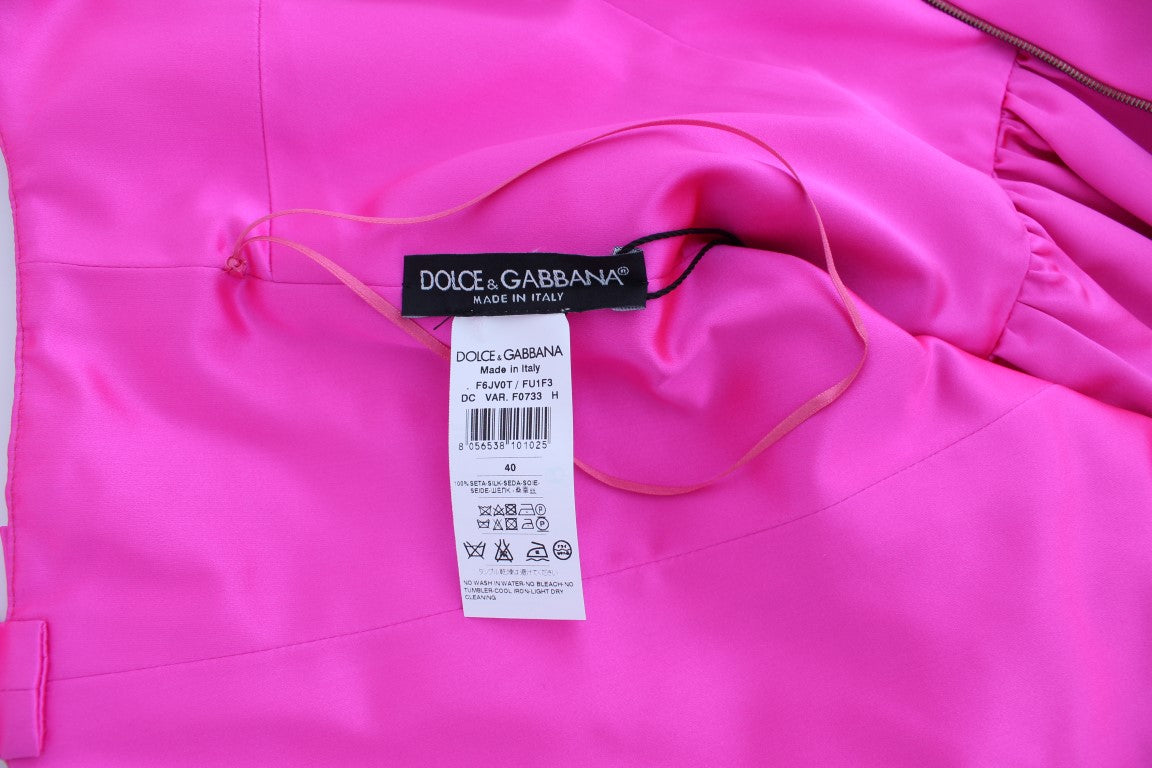 Dolce & Gabbana Pink Silk Long Sheath Dress Ball Gown-7