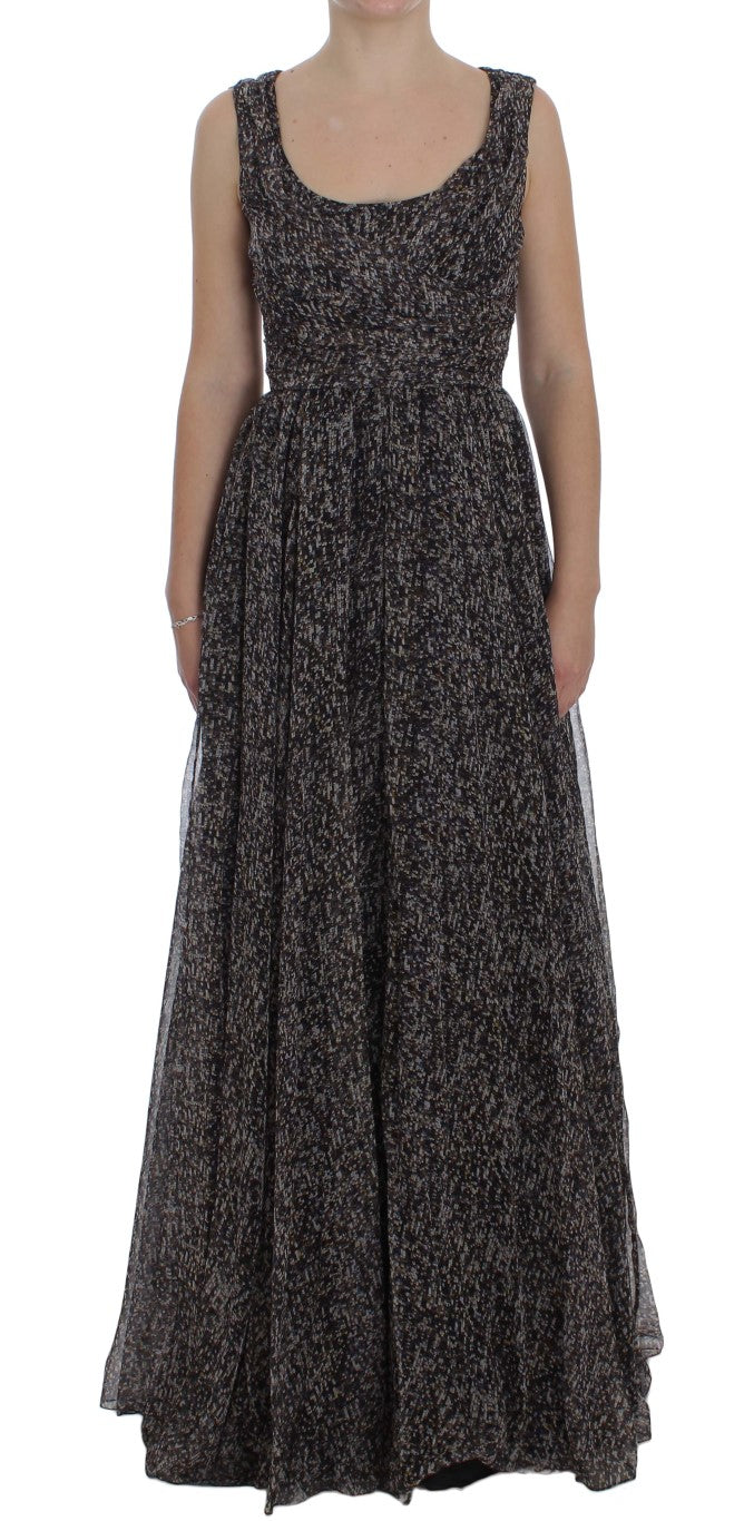 Dolce & Gabbana Dark Silk Full Length Shift Dress-1