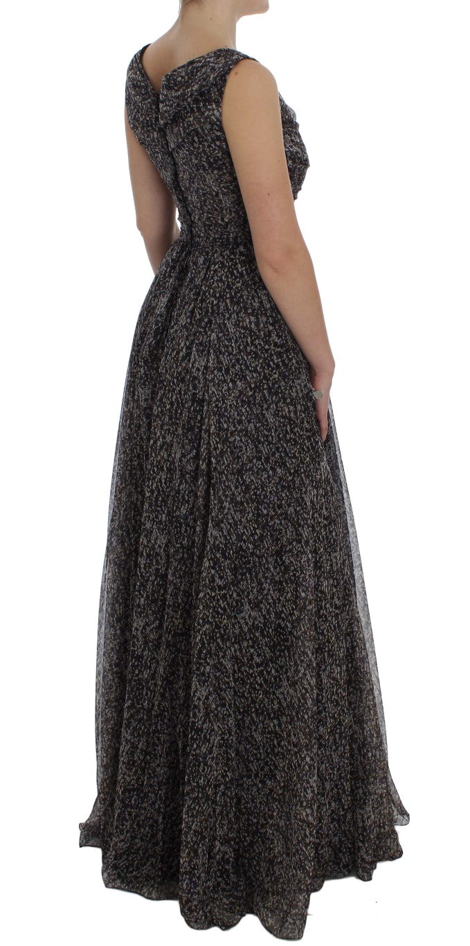 Dolce & Gabbana Dark Silk Full Length Shift Dress-4