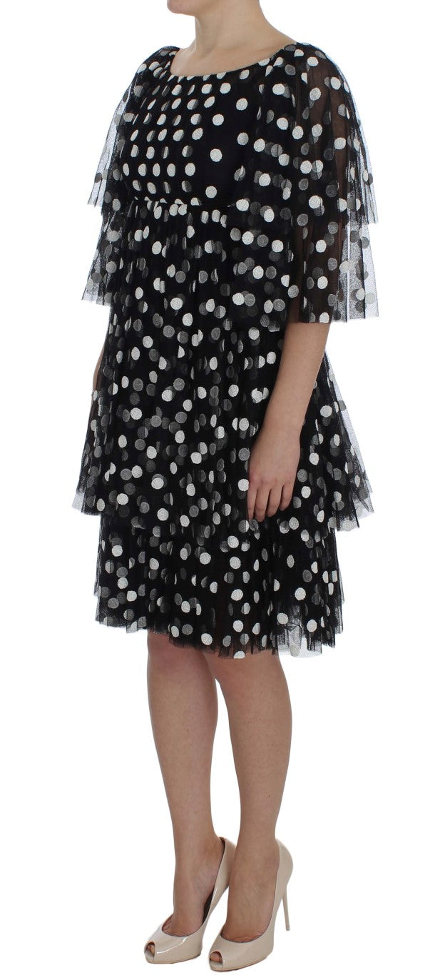 Dolce & Gabbana Schwarz-weiß gepunktetes Kleid mit Rüschen-2