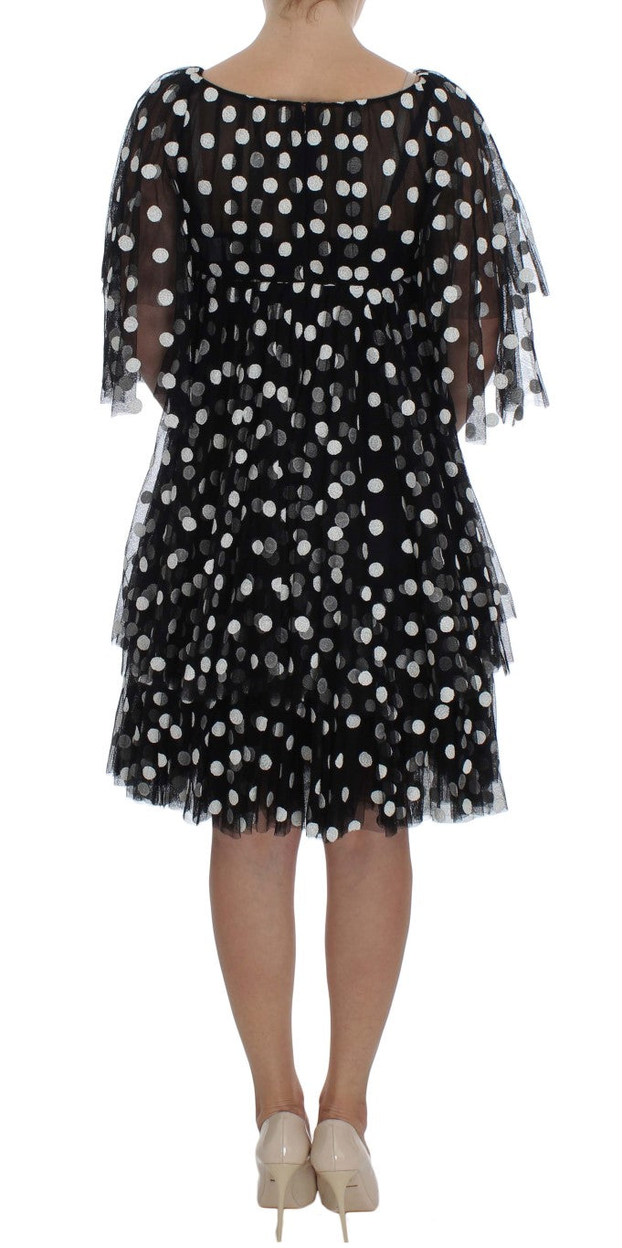 Dolce & Gabbana Schwarz-weiß gepunktetes Kleid mit Rüschen-3