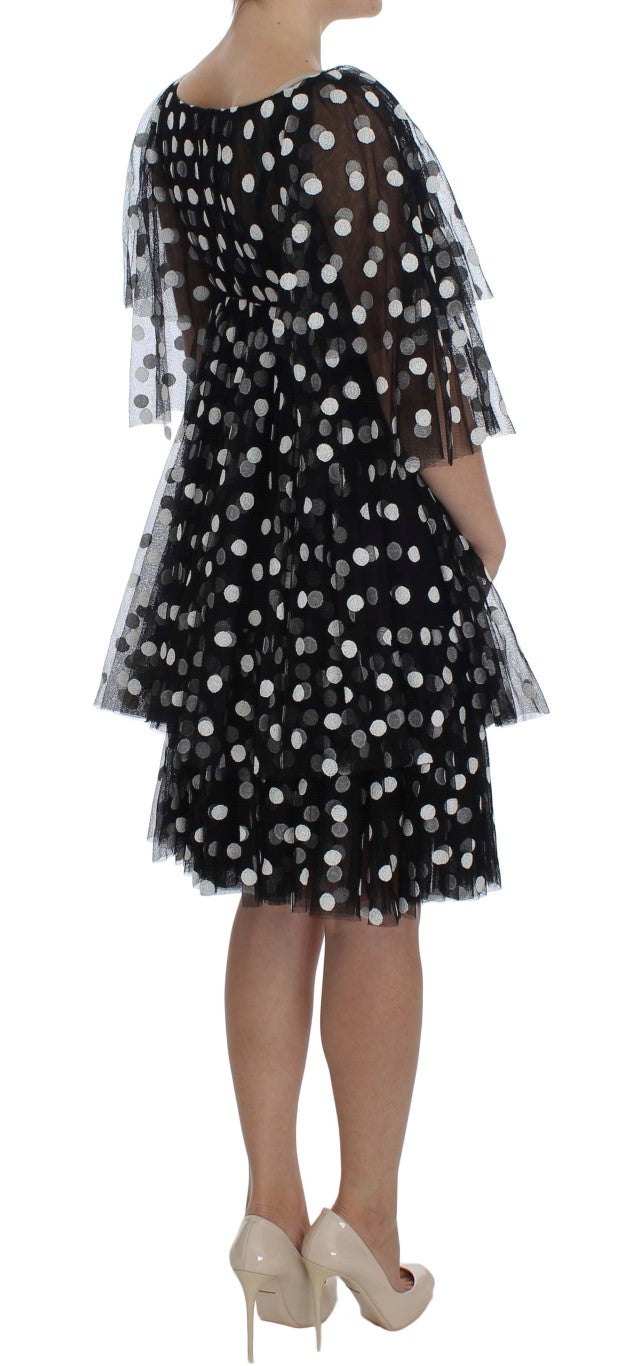 Dolce & Gabbana Schwarz-weiß gepunktetes Kleid mit Rüschen-4